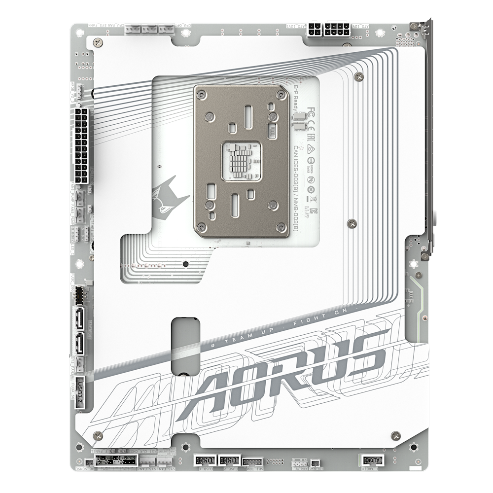 A large main feature product image of Gigabyte B850 AORUS STEALTH ICE AM5 ATX Desktop Motherboard