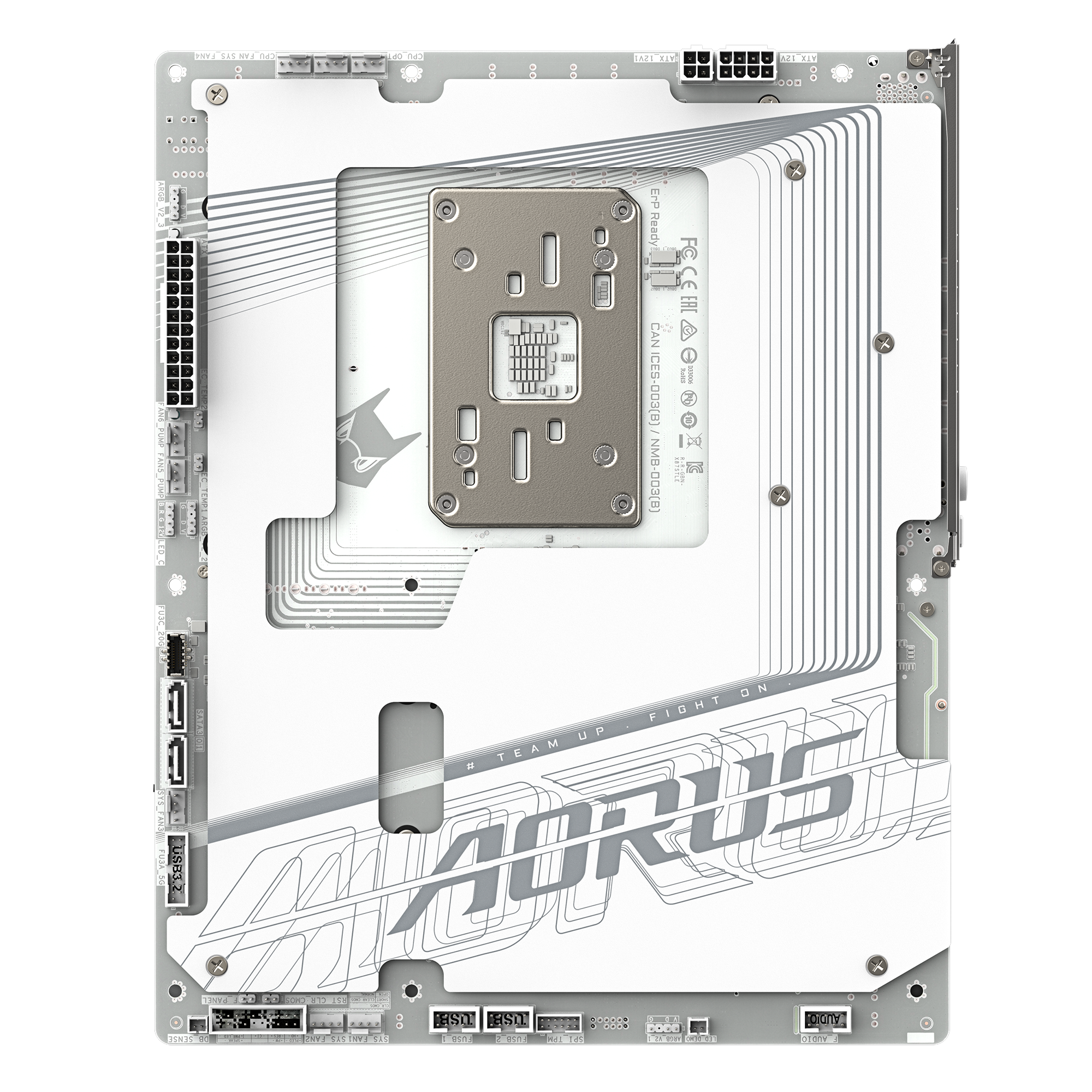 A large main feature product image of Gigabyte X870 AORUS STEALTH ICE AM5 ATX Desktop Motherboard