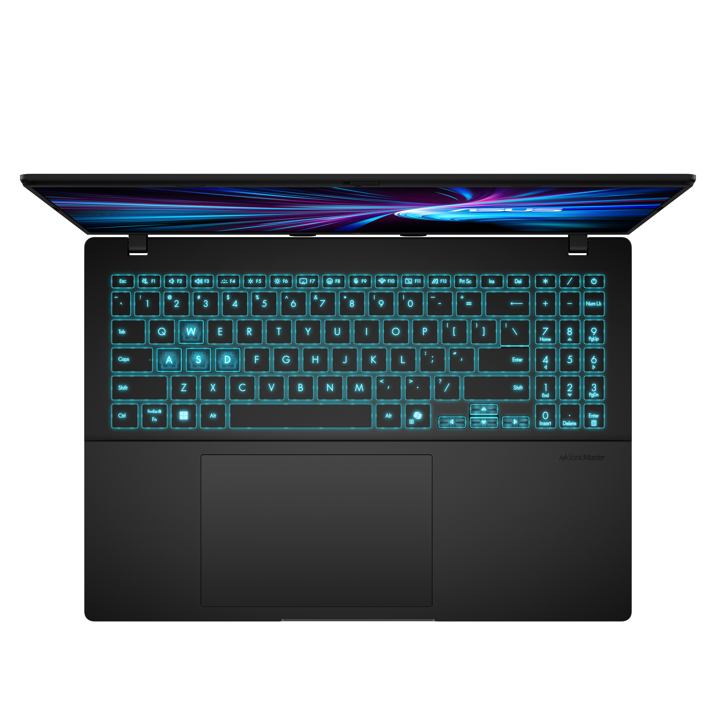 A large main feature product image of ASUS Gaming V16 (V3607) - 16" Core 7 240H, RTX 5060, 32GB/1TB - Win 11 Pro Advanced AI Notebook