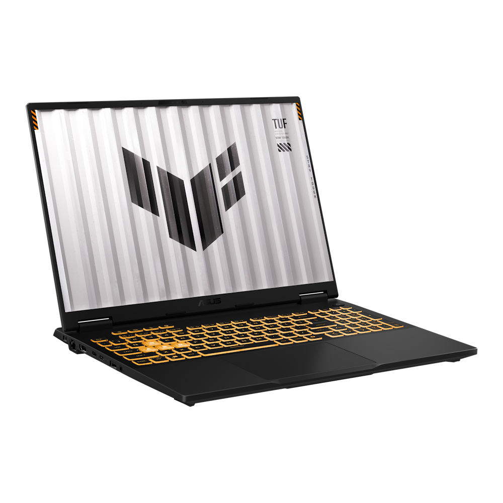 A large main feature product image of ASUS TUF Gaming F16 (FX608) - 16" 165Hz, i7-14650HX, RTX 5070, 16GB/1TB - Win 11 Notebook