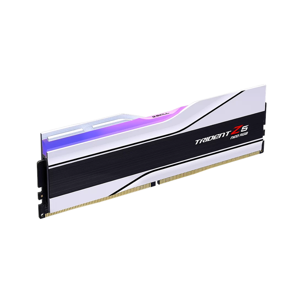 A large main feature product image of G.Skill Trident Z5 Neo RGB 48GB Kit (2x24GB) AMD EXPO DDR5-6000 C26 - White