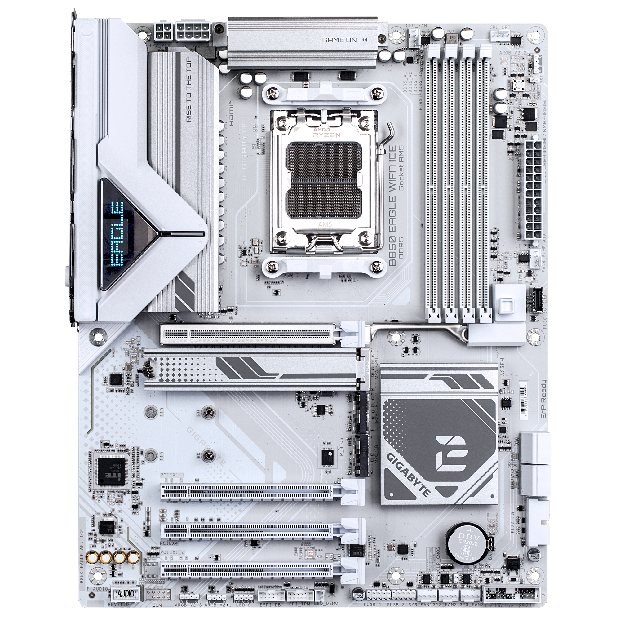 A large main feature product image of Gigabyte B850 Eagle WiFi7 ICE AM5 ATX Desktop Motherboard