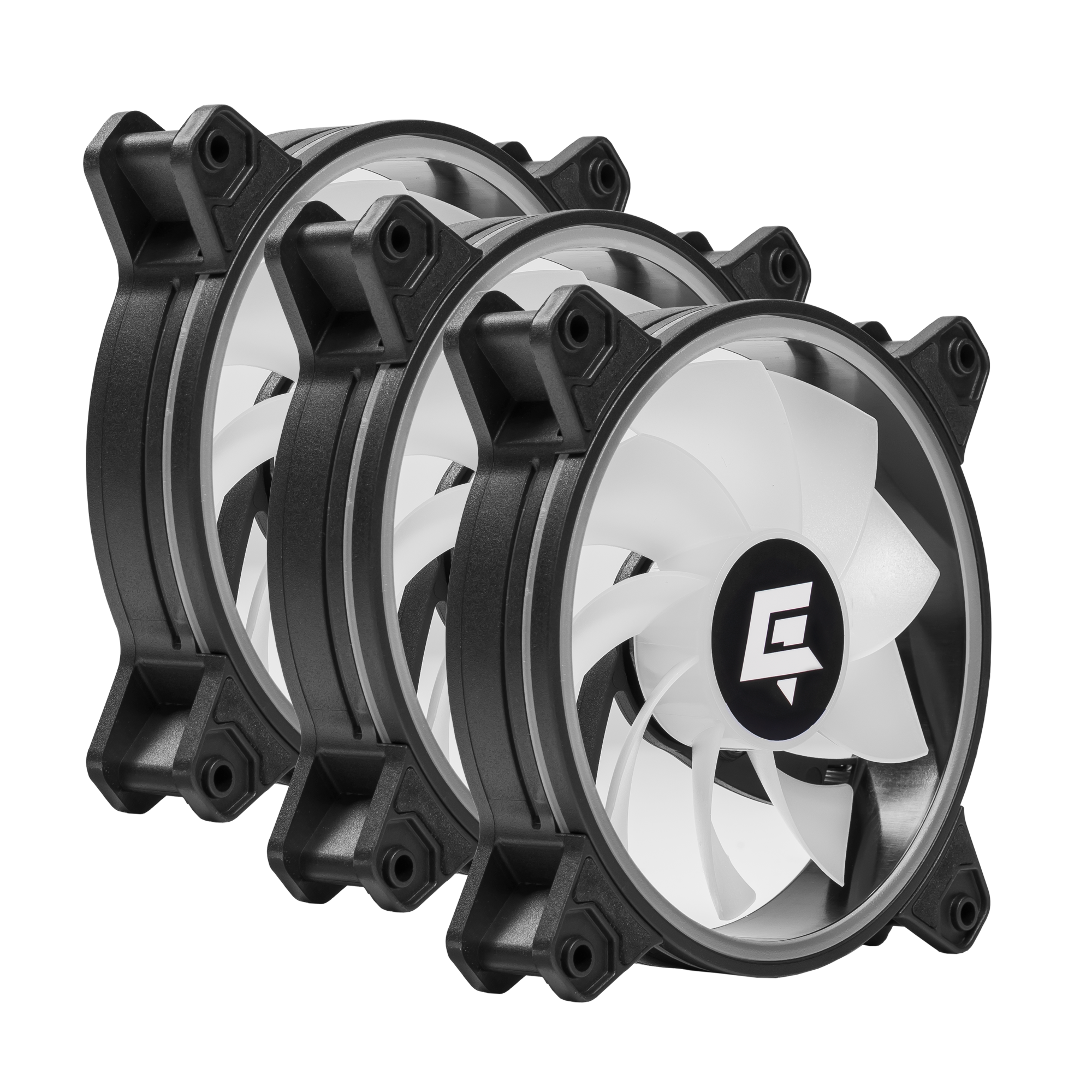 A large main feature product image of GamerChief Dash ARGB PWM 120mm Reverse Blade Fan 3 Pack - Black