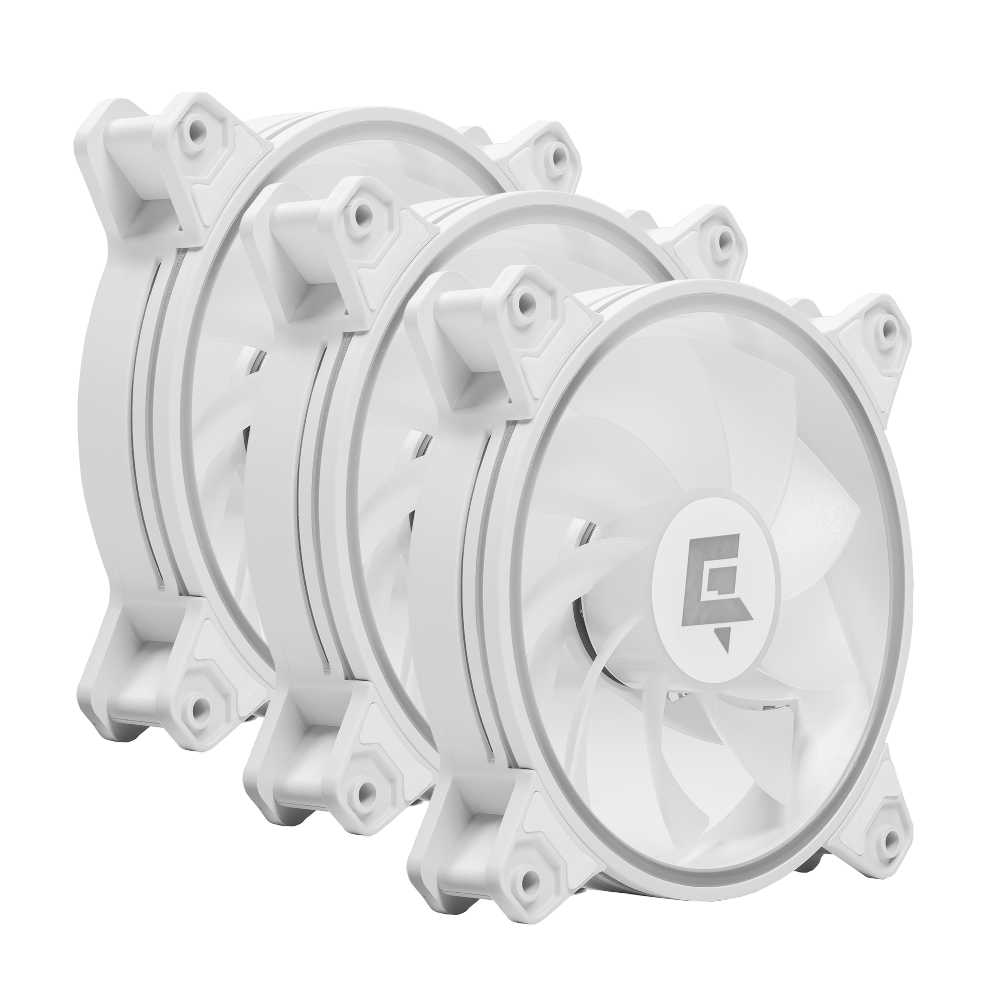 A large main feature product image of GamerChief Dash ARGB PWM 120mm Reverse Blade Fan 3 Pack - White