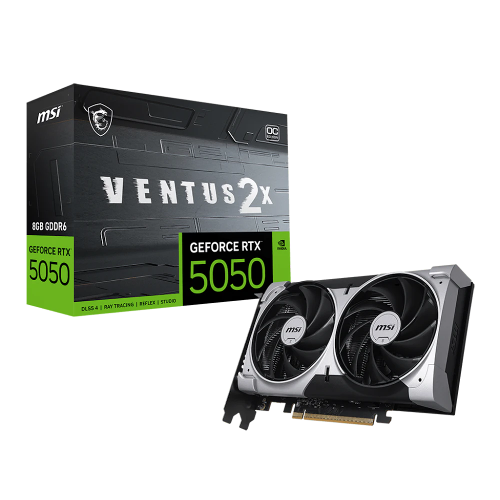 A large main feature product image of MSI GeForce RTX 5050 8GB GDDR6 VENTUS 2X OC