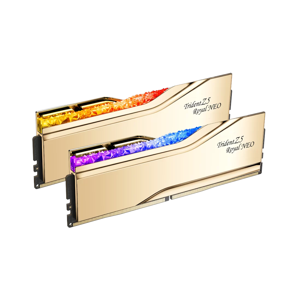 A large main feature product image of G.Skill Trident Z5 Royal Neo 48GB Kit (2x24GB) DDR5-6000 C26 - AMD EXPO - Gold