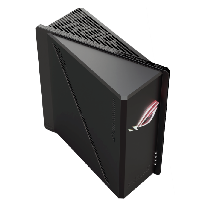 A large main feature product image of ASUS ROG Strix GS-BE18000 Tri-Band WiFi 7 Router