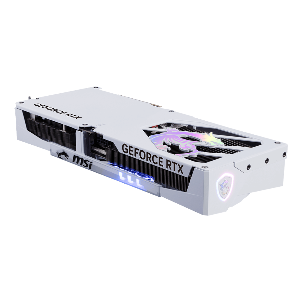 A large main feature product image of MSI GeForce RTX 5070 Ti Gaming Trio OC 16GB GDDR7 - White