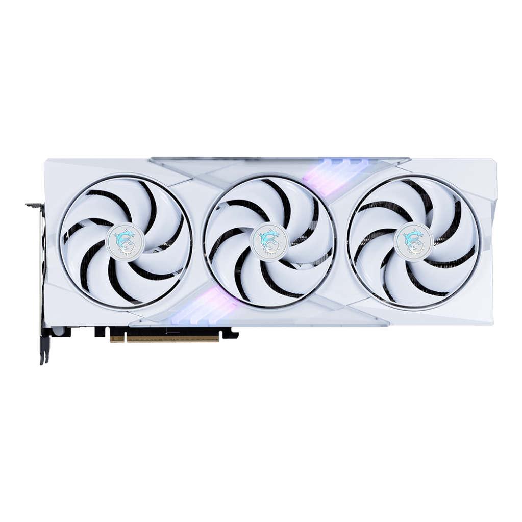 A large main feature product image of MSI GeForce RTX 5070 Ti Gaming Trio OC 16GB GDDR7 - White