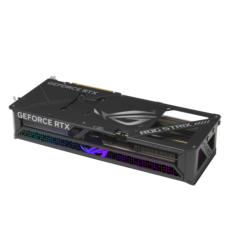 A large main feature product image of ASUS GeForce RTX 5070 Ti ROG Strix OC 16GB GDDR7