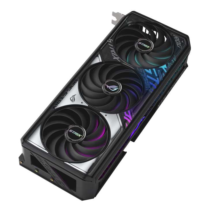 A large main feature product image of ASUS GeForce RTX 5070 Ti ROG Strix OC 16GB GDDR7