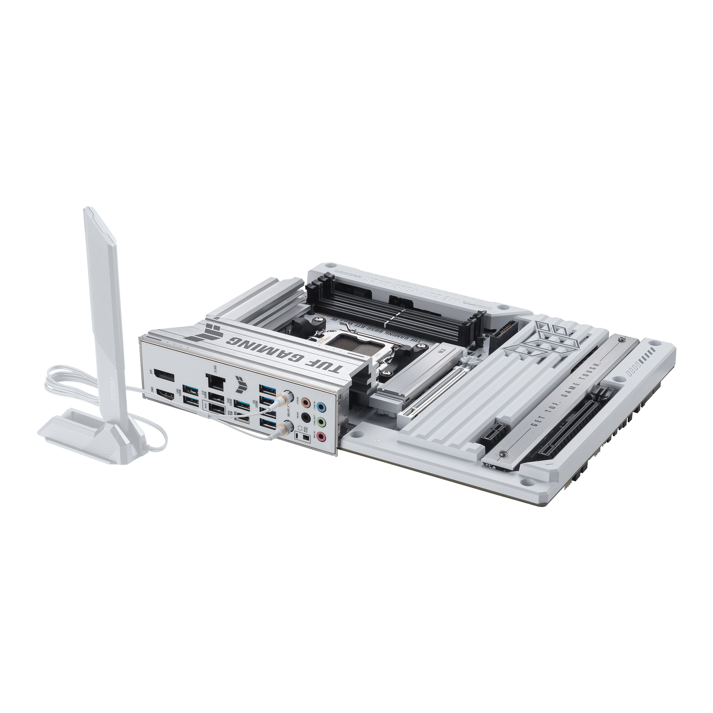 A large main feature product image of ASUS TUF Gaming B850-BTF WiFi W AM5 ATX Desktop Motherboard