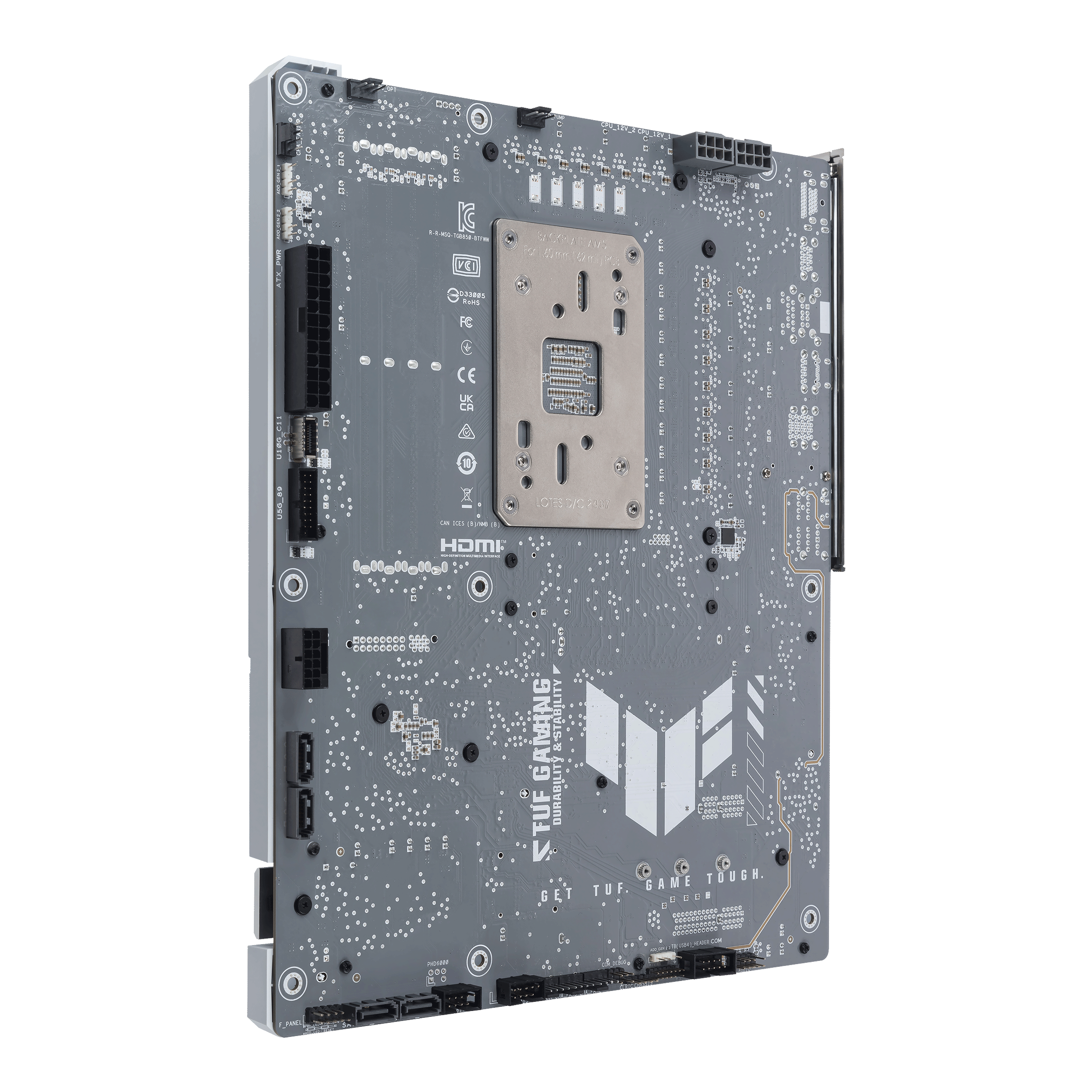 A large main feature product image of ASUS TUF Gaming B850-BTF WiFi W AM5 ATX Desktop Motherboard