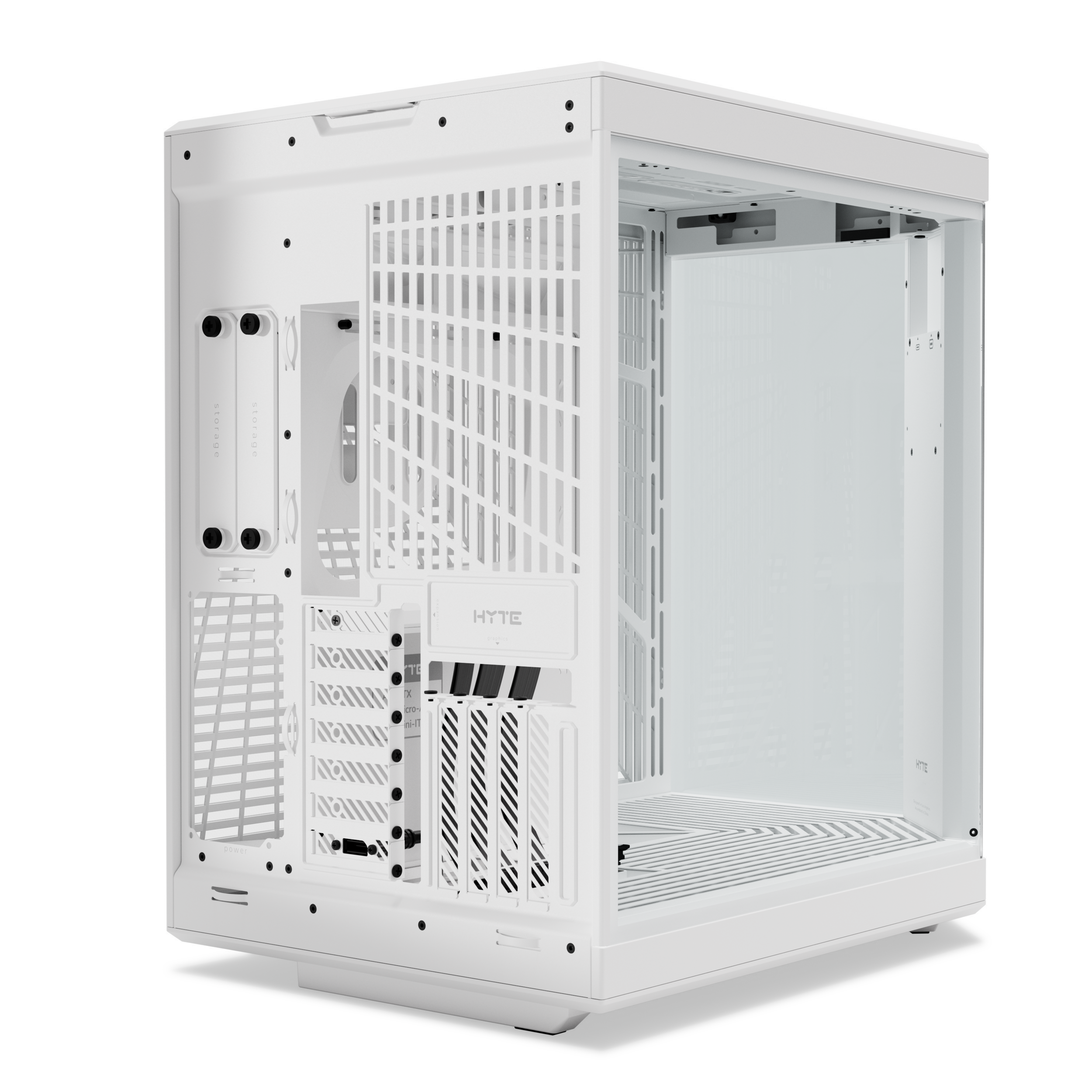 A large main feature product image of HYTE Y70 Touch Infinite Mid Tower Case w/ LCD (Snow White)