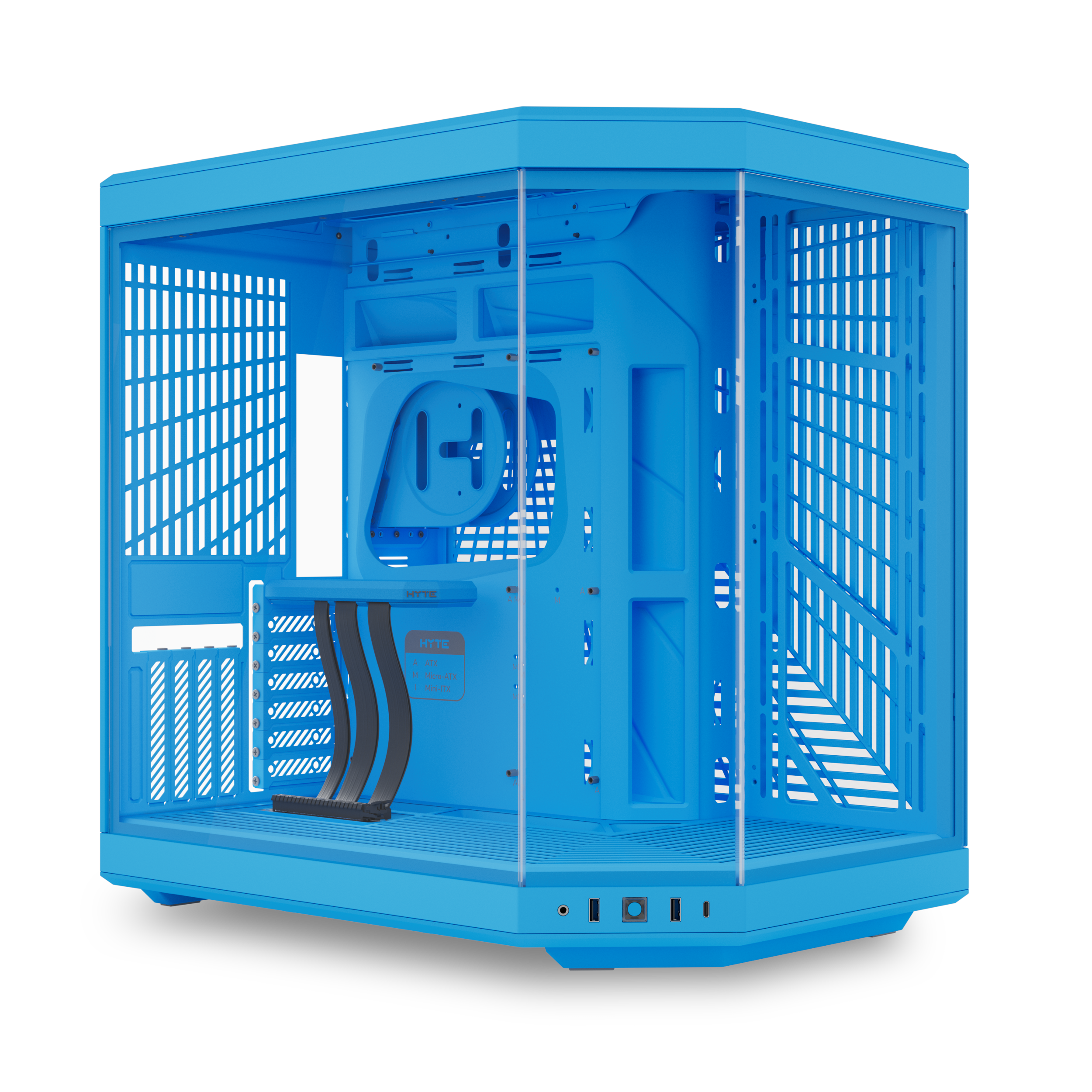 A large main feature product image of HYTE Y70 Tempered Glass Mid Tower Case (Blueberry Milk)