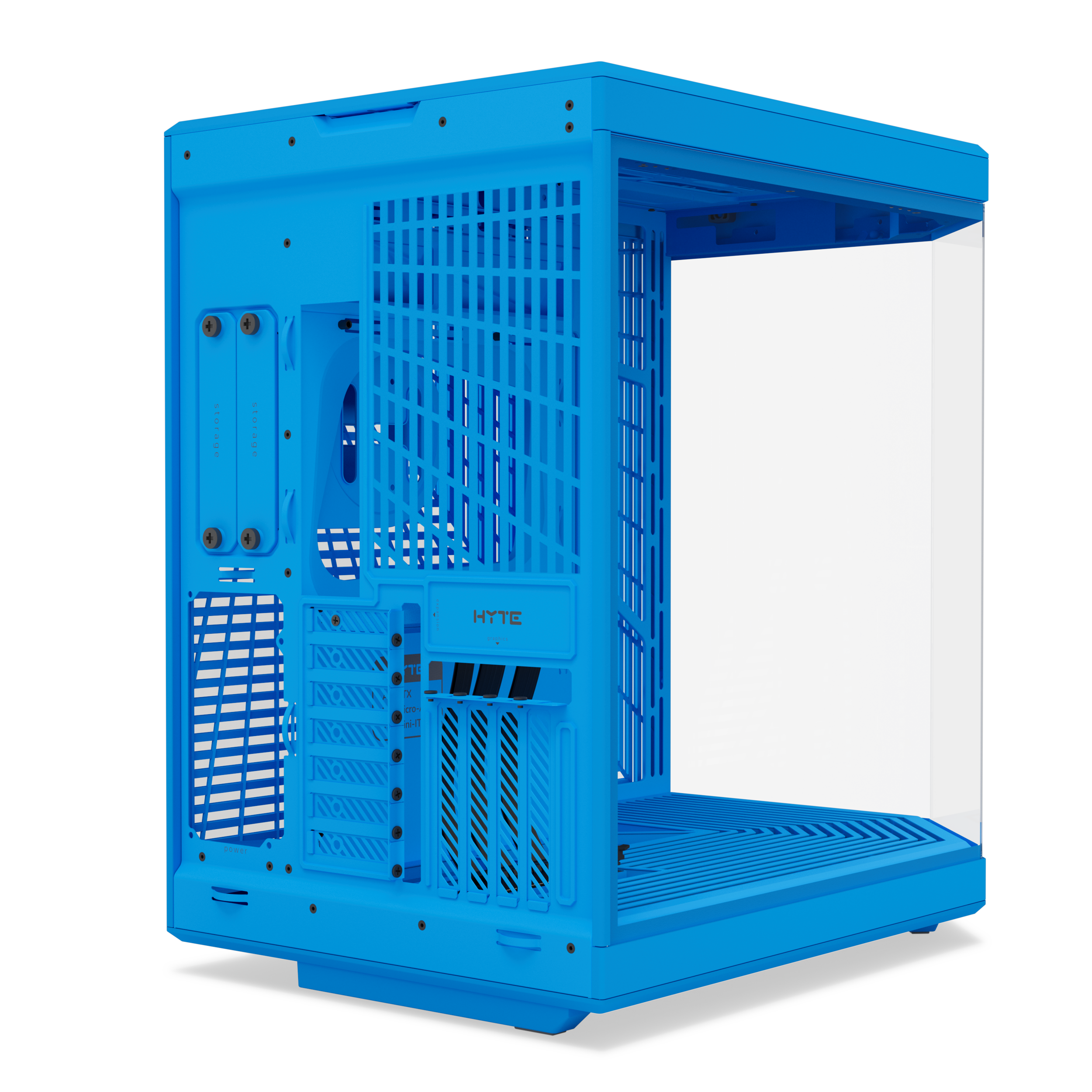 A large main feature product image of HYTE Y70 Tempered Glass Mid Tower Case (Blueberry Milk)