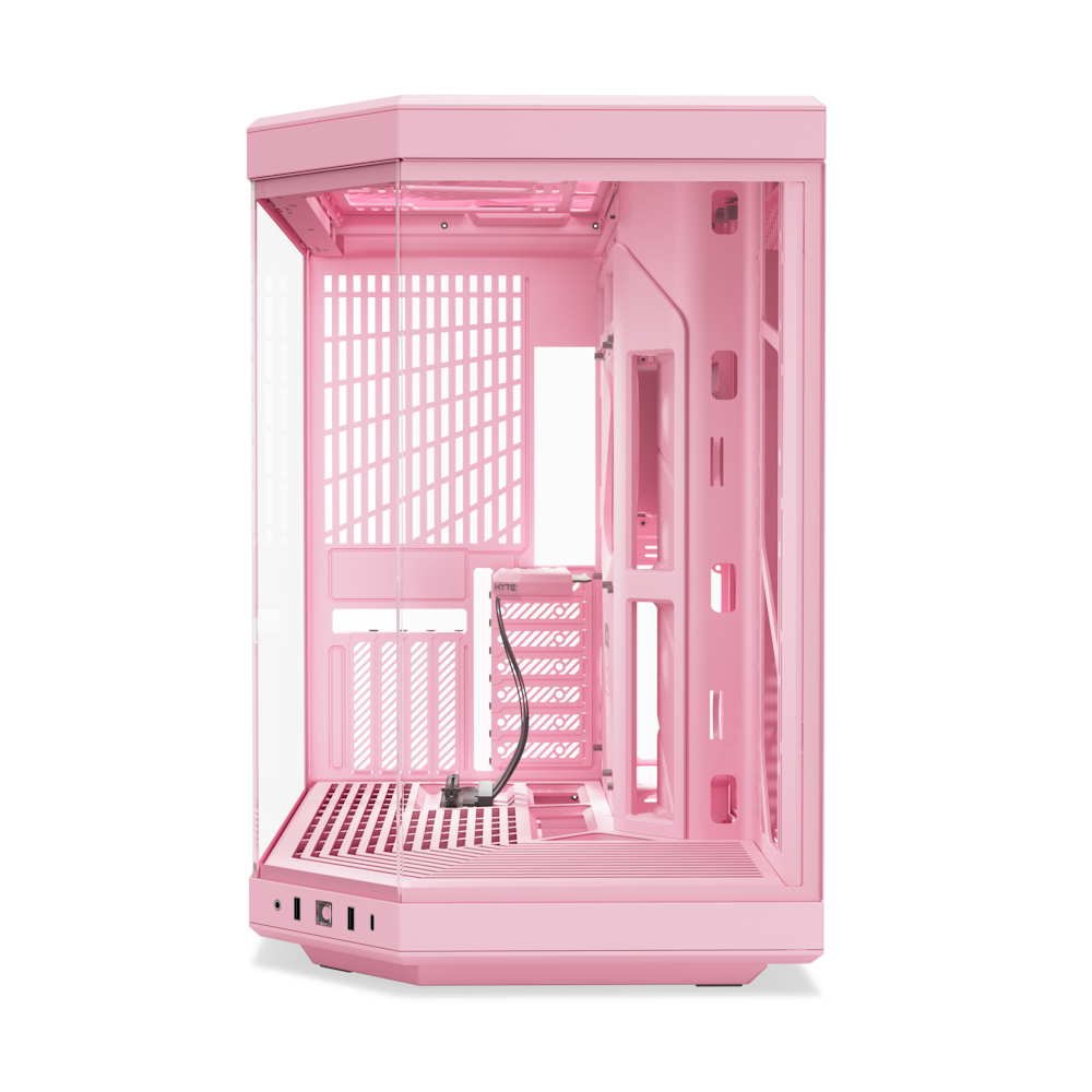 A large main feature product image of HYTE Y70 Tempered Glass Mid Tower Case (Strawberry Milk)