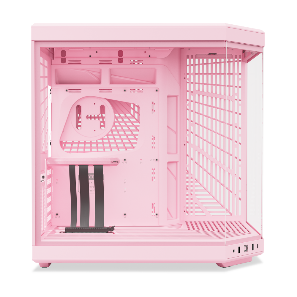 A large main feature product image of HYTE Y70 Tempered Glass Mid Tower Case (Strawberry Milk)