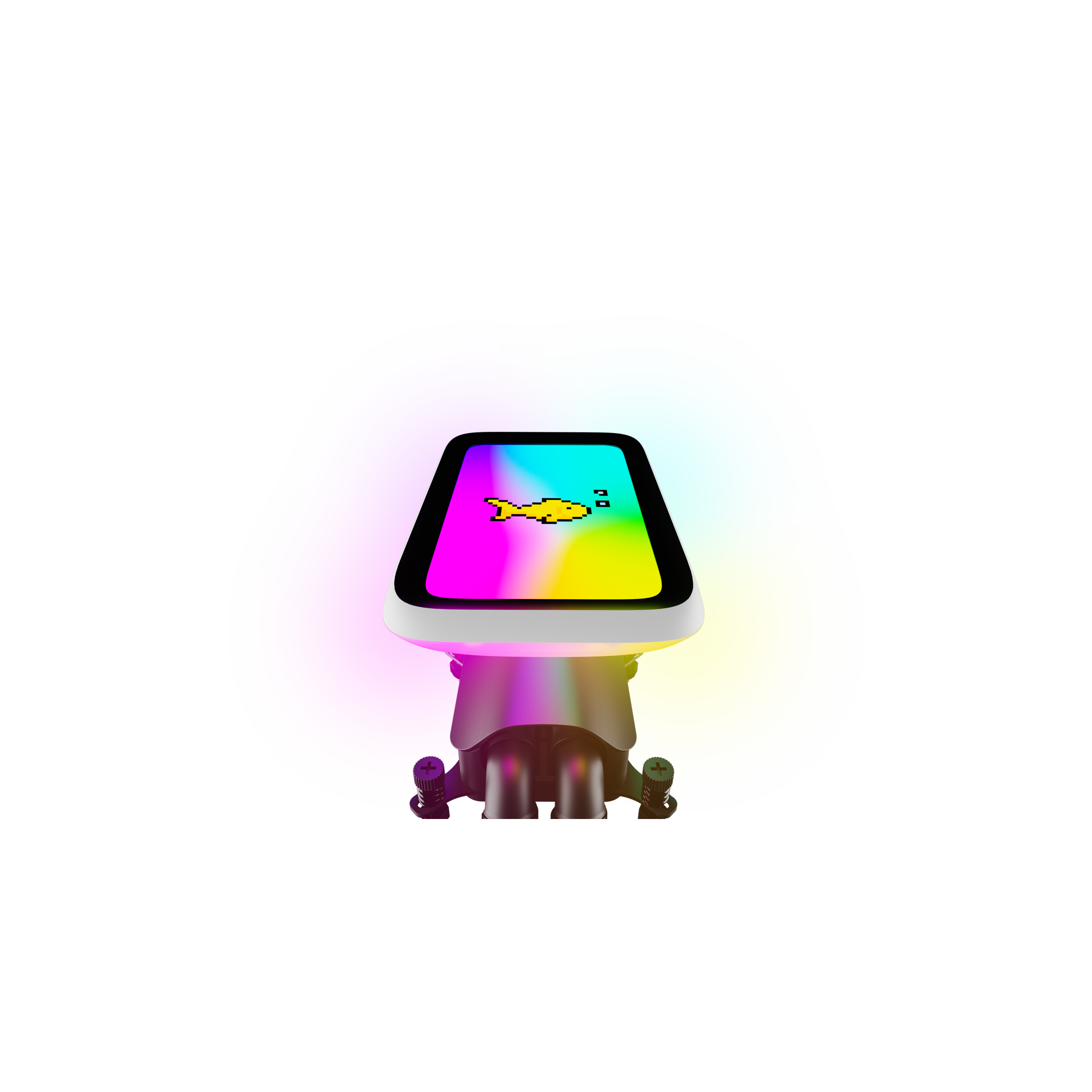 A large main feature product image of HYTE THICC Q60 240mm LCD AIO Liquid CPU Cooler