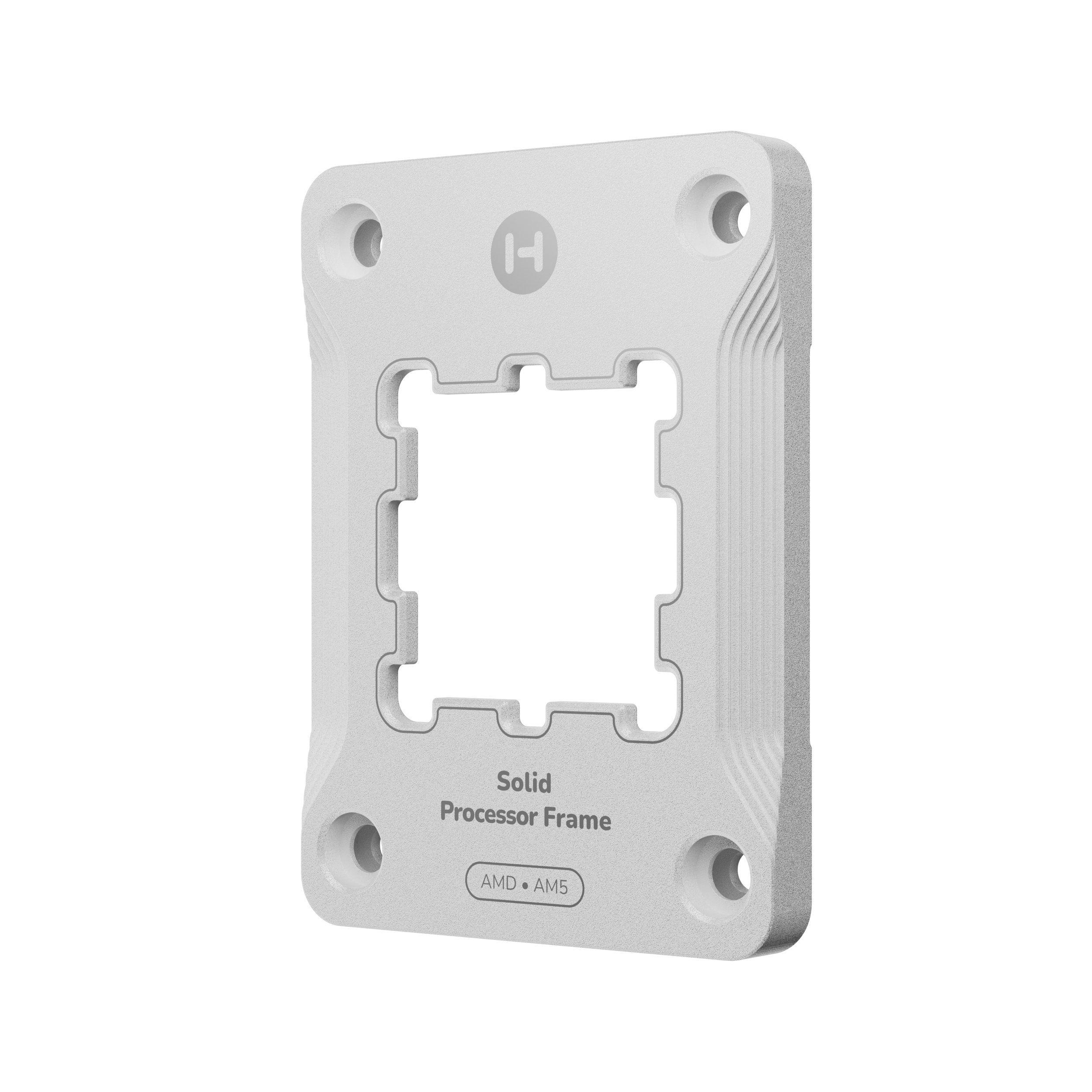 A large main feature product image of HYTE Solid Processor Contact Frame for AMD AM5 (Snow White)