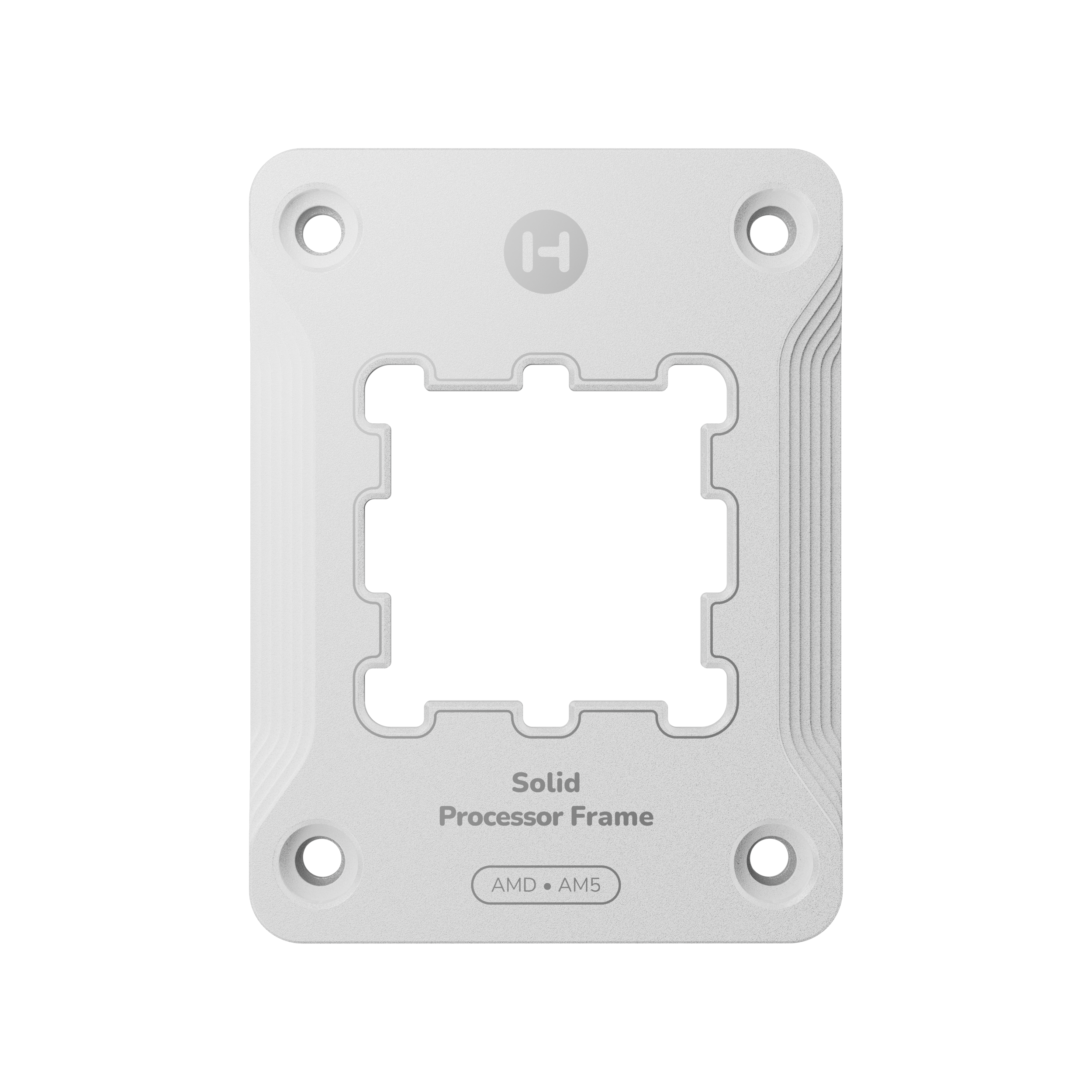 A large main feature product image of HYTE Solid Processor Contact Frame for AMD AM5 (Snow White)