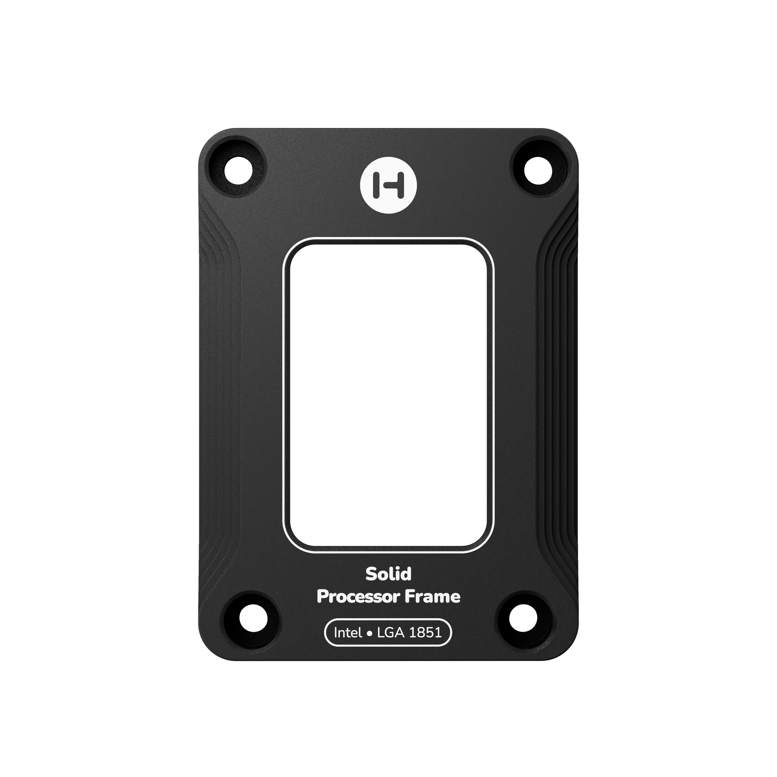 A large main feature product image of HYTE Solid Processor Contact Frame for Intel LGA1851 (Pitch Black)