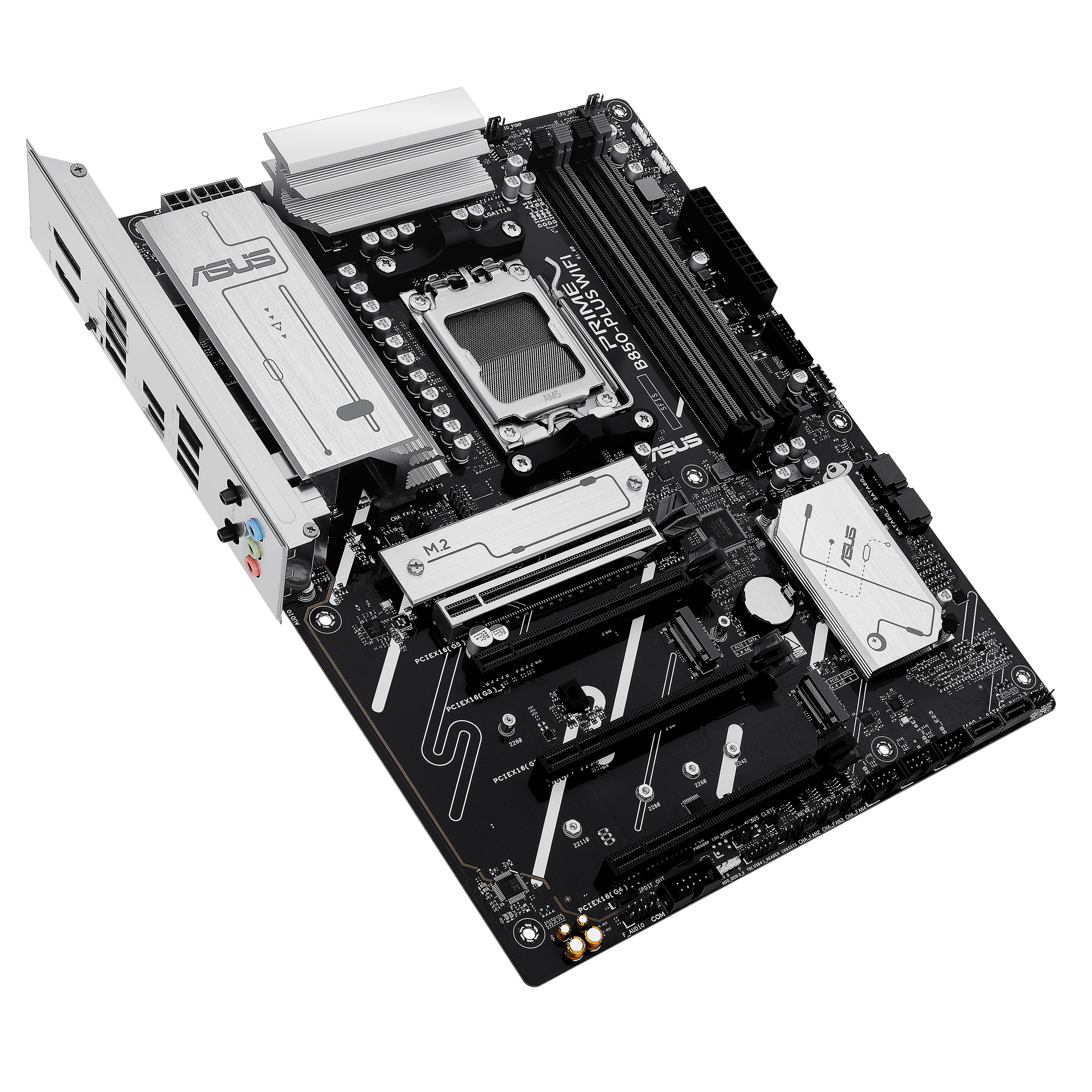 A large main feature product image of ASUS PRIME B850-Plus WiFi-CSM AM5 ATX Desktop Motherboard
