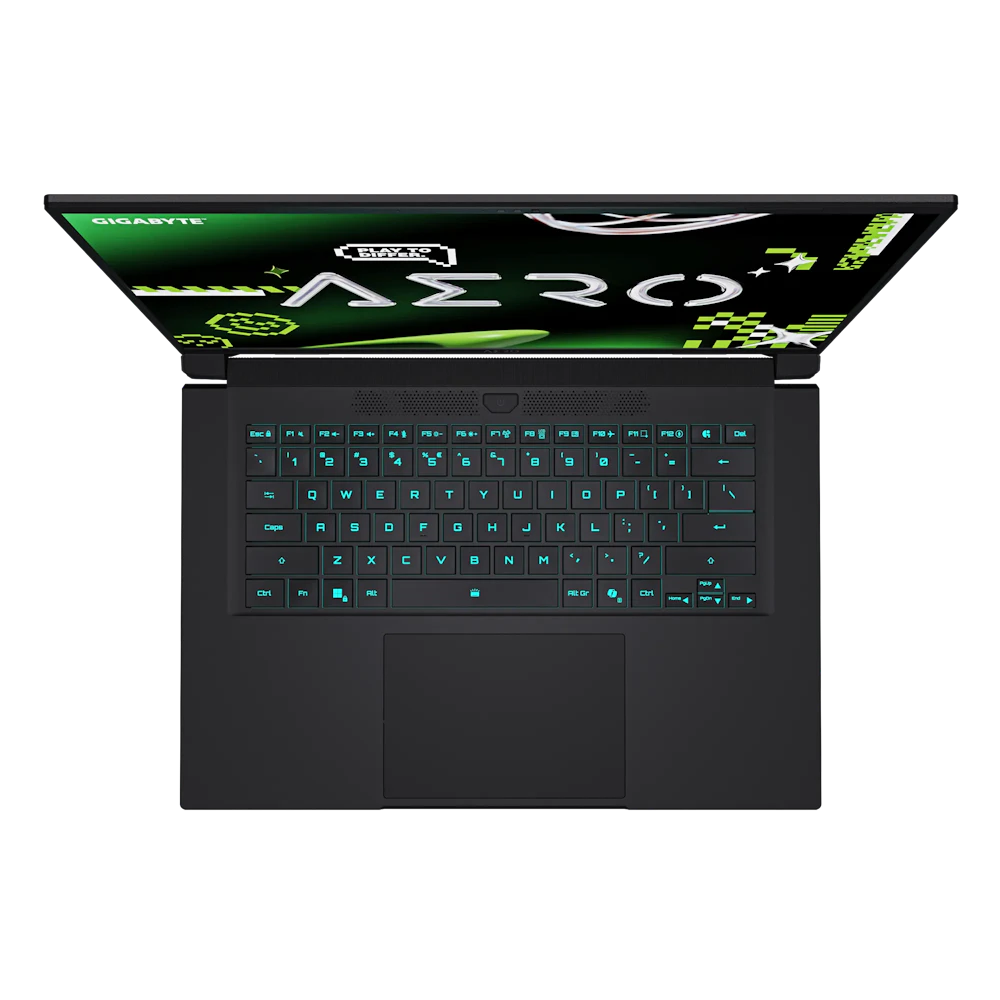 A large main feature product image of Gigabyte AERO X16 (1VH) - 16" 165Hz, Ryzen AI 7 350, RTX 5060, 16GB/1TB - Win 11 Notebook (Grey)