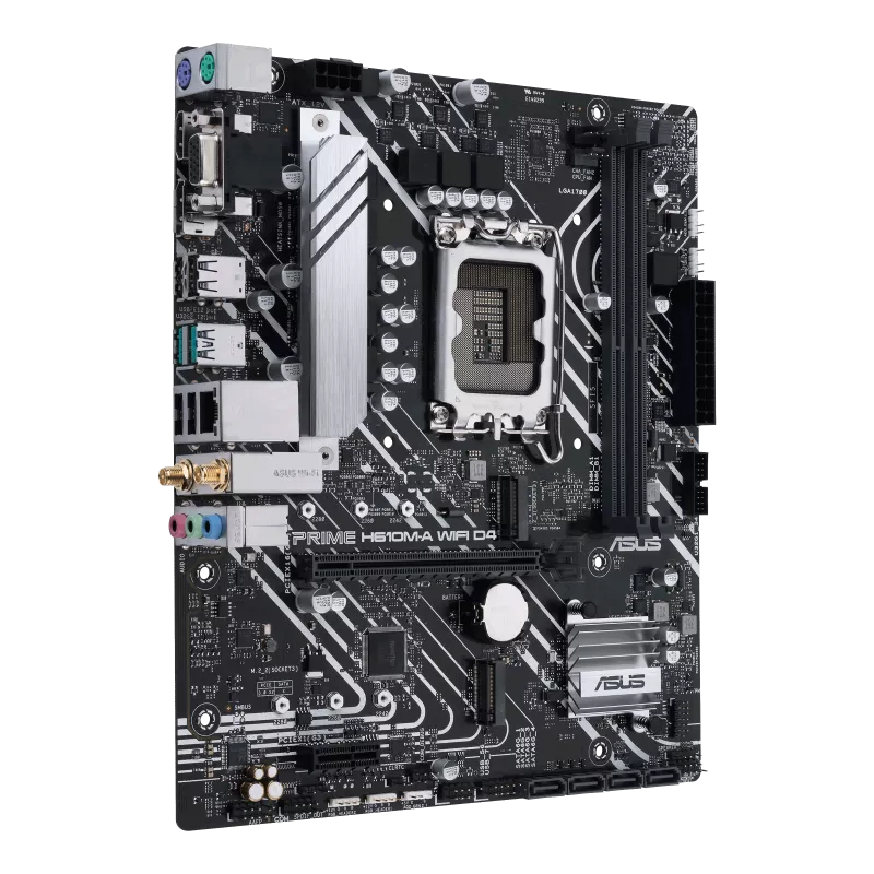 A large main feature product image of ASUS PRIME H610M-A WiFi D4 CSM DDR4 LGA1700 mATX Desktop Motherboard