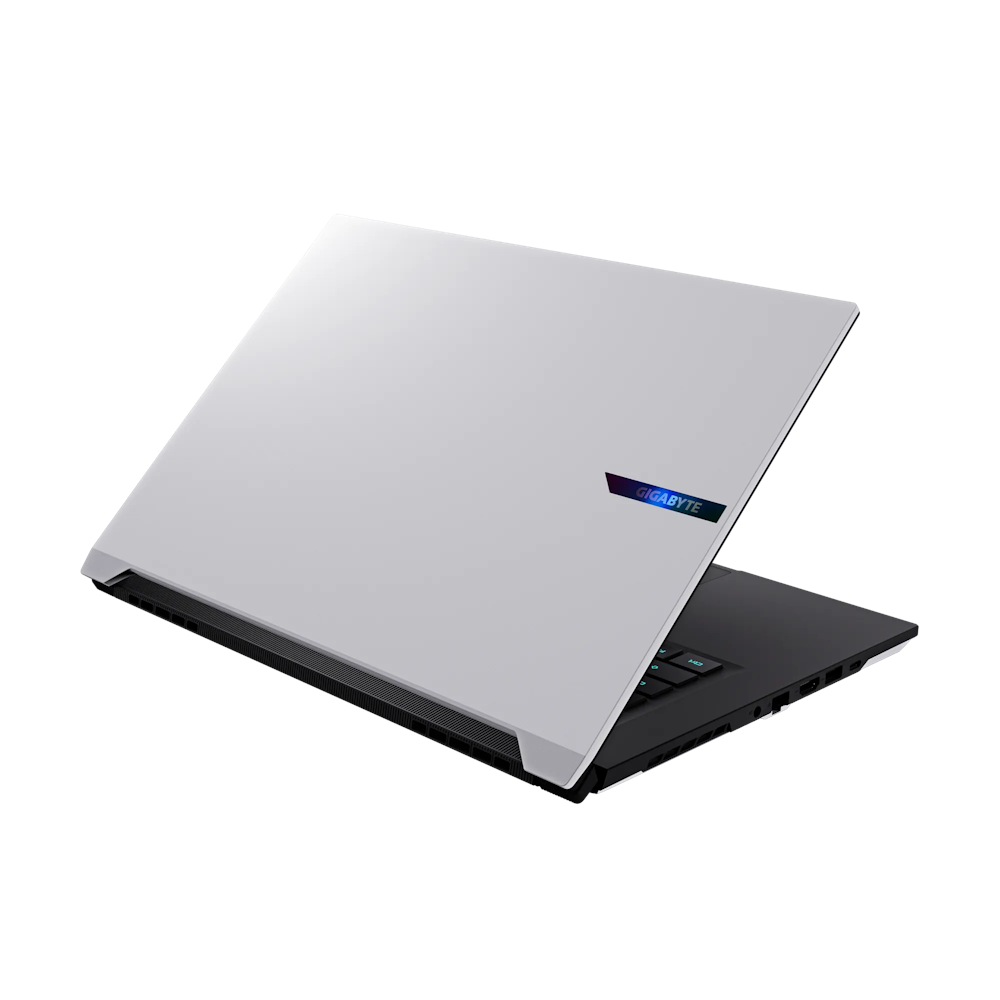 A large main feature product image of Gigabyte AERO X16 (1VH) - 16" 165Hz, Ryzen AI 7 350, RTX 5060, 16GB/1TB - Win 11 Notebook (White)