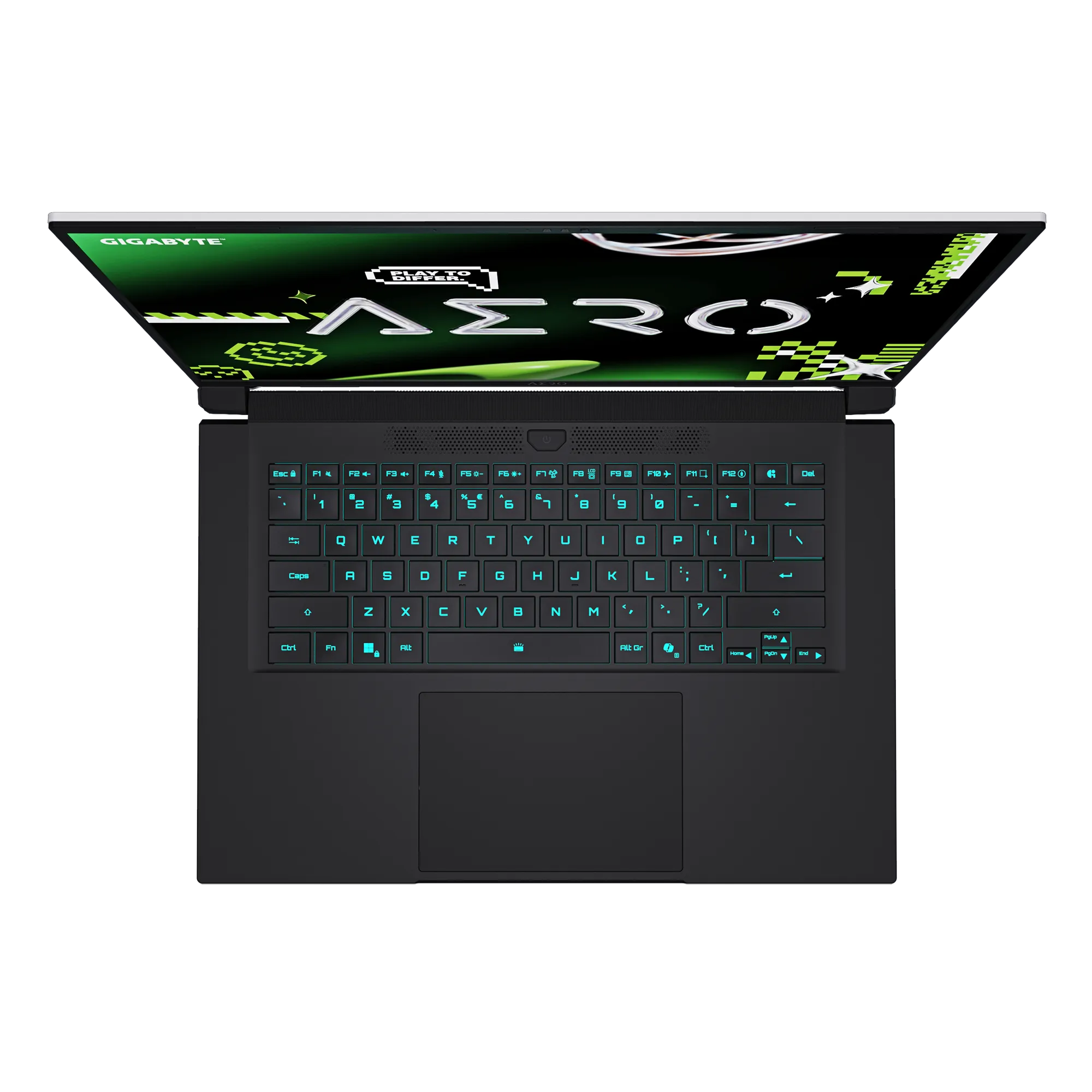 A large main feature product image of Gigabyte AERO X16 (1VH) - 16" 165Hz, Ryzen AI 7 350, RTX 5060, 16GB/1TB - Win 11 Notebook (White)