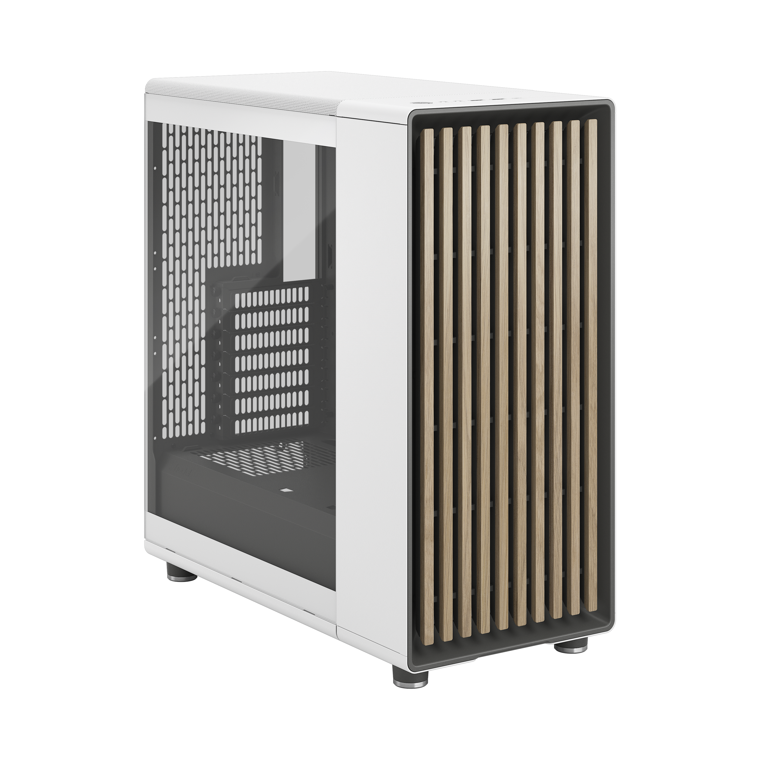 A large main feature product image of Fractal Design North TG Mid Tower Case (Chalk White)