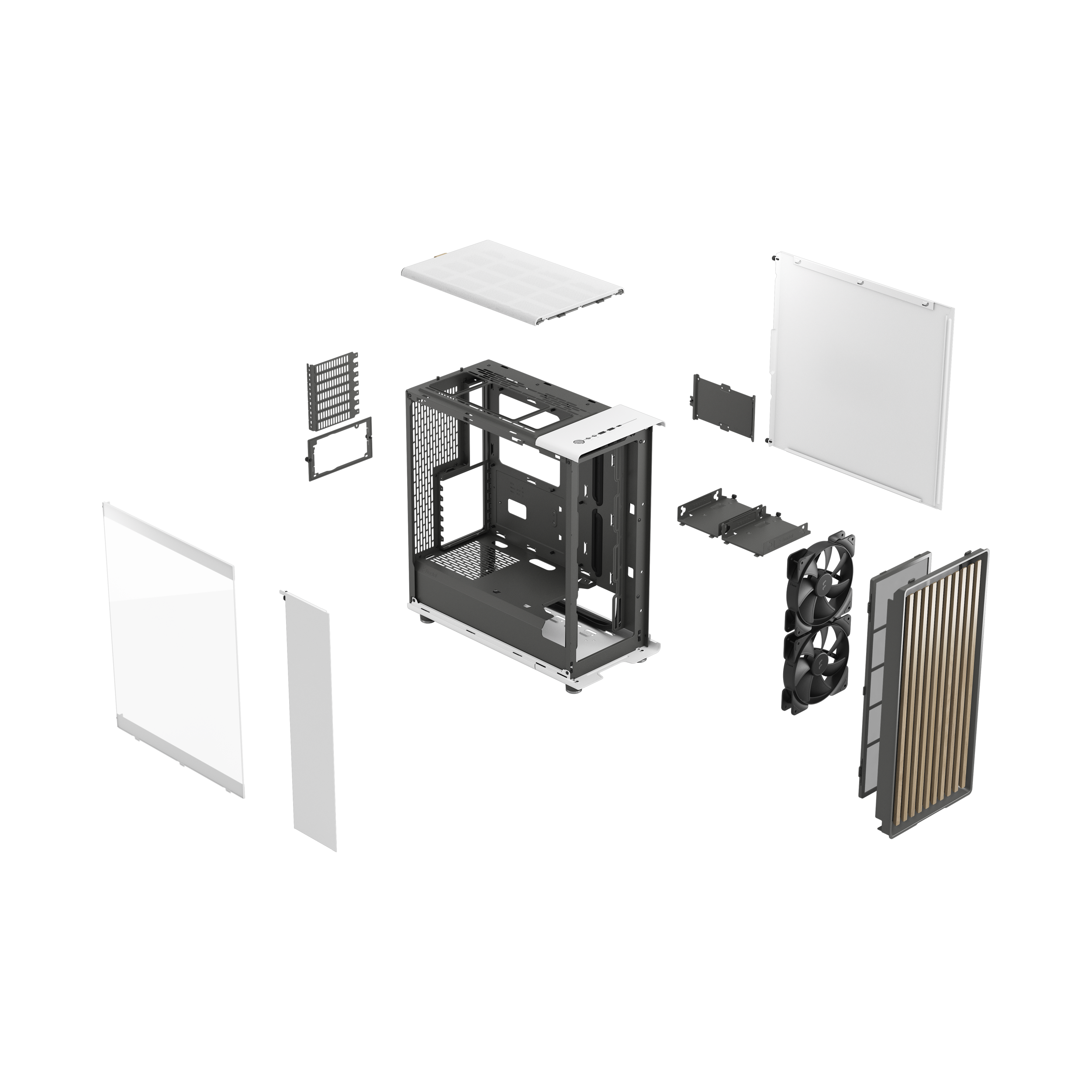 A large main feature product image of Fractal Design North TG Mid Tower Case (Chalk White)