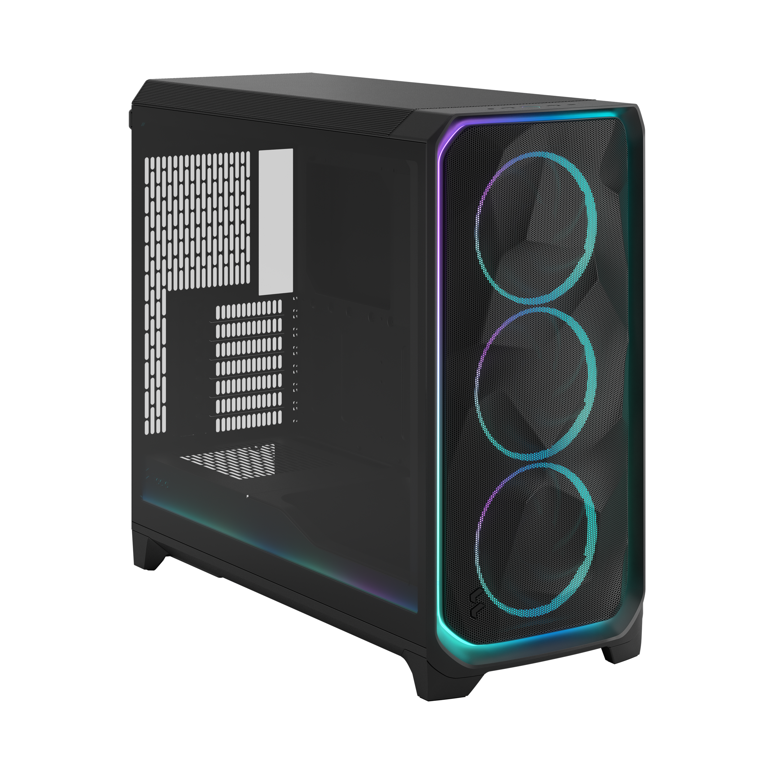 A large main feature product image of Fractal Design Meshify 3 XL Ambience Pro RGB TG Full Tower Case (Black)