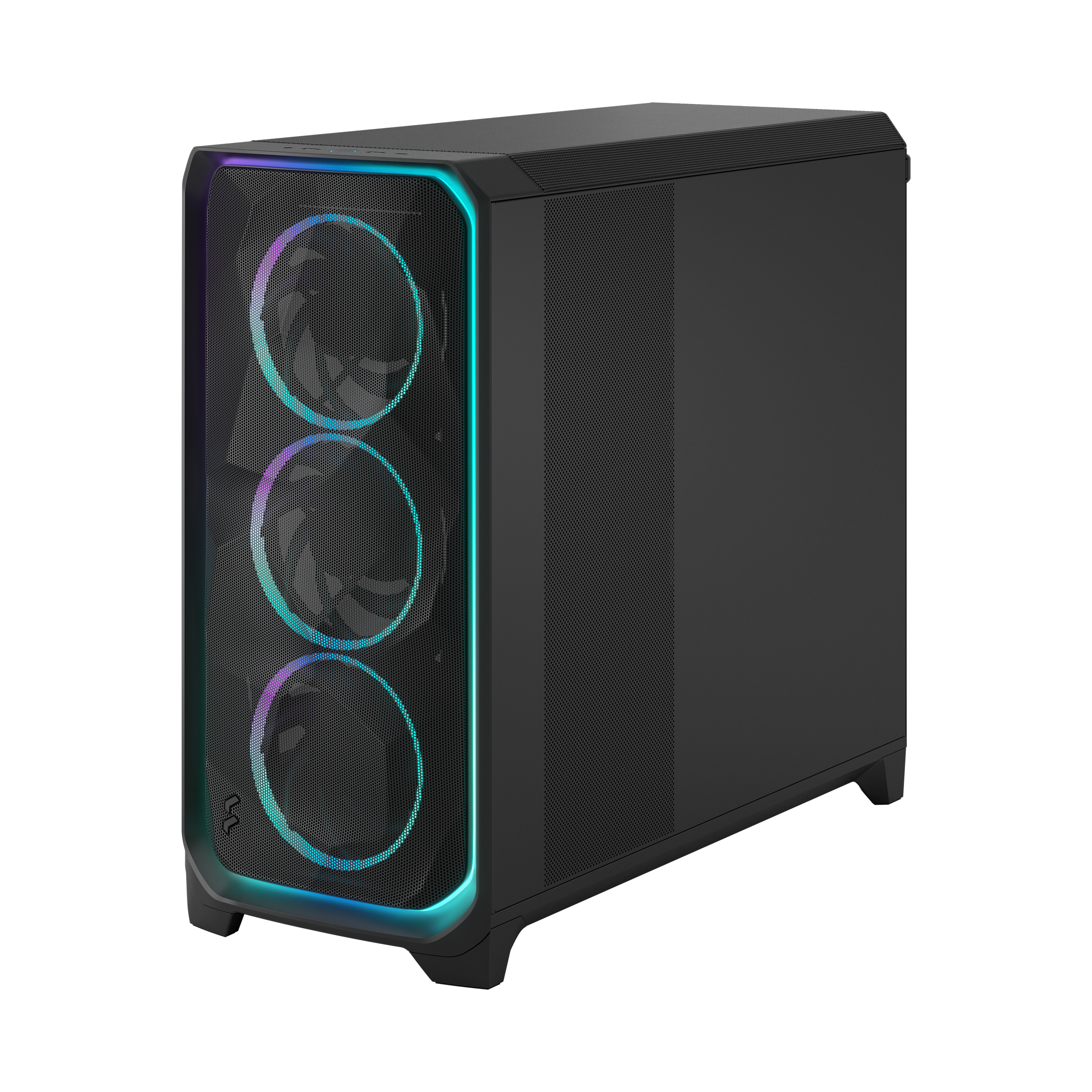 A large main feature product image of Fractal Design Meshify 3 XL Ambience Pro RGB TG Full Tower Case (Black)