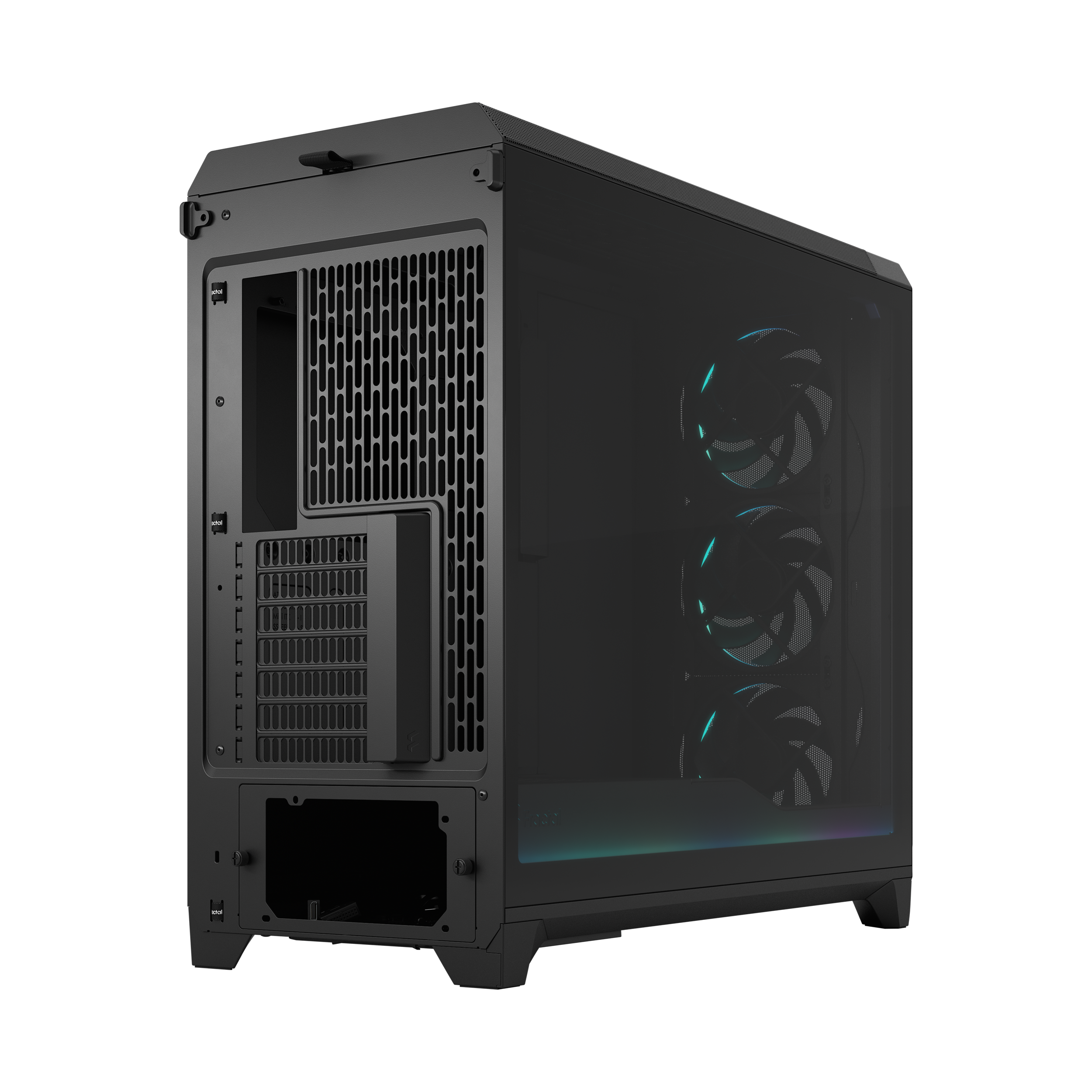 A large main feature product image of Fractal Design Meshify 3 XL Ambience Pro RGB TG Full Tower Case (Black)