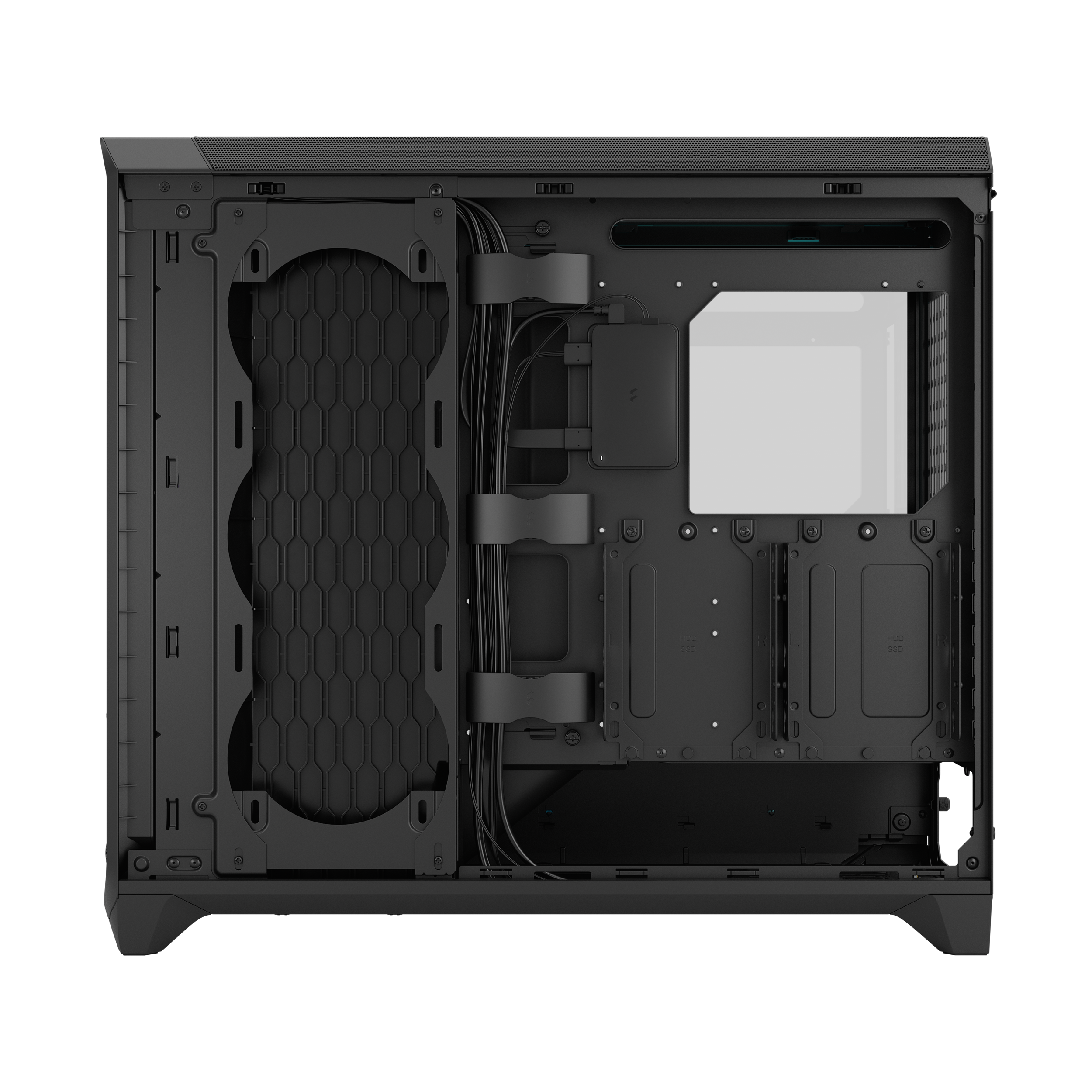 A large main feature product image of Fractal Design Meshify 3 XL Ambience Pro RGB TG Full Tower Case (Black)