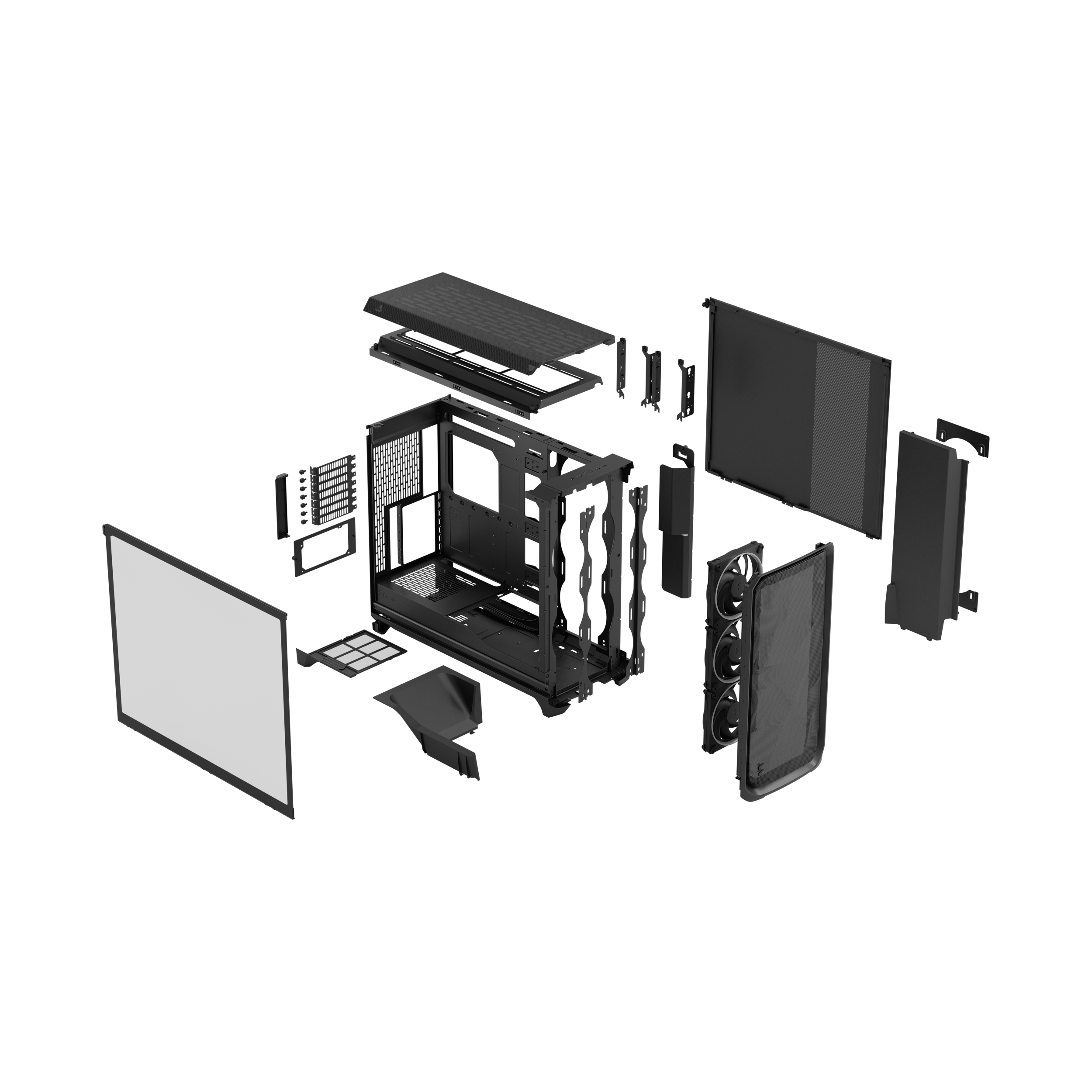 A large main feature product image of Fractal Design Meshify 3 XL RGB TG Full Tower Case (Black)