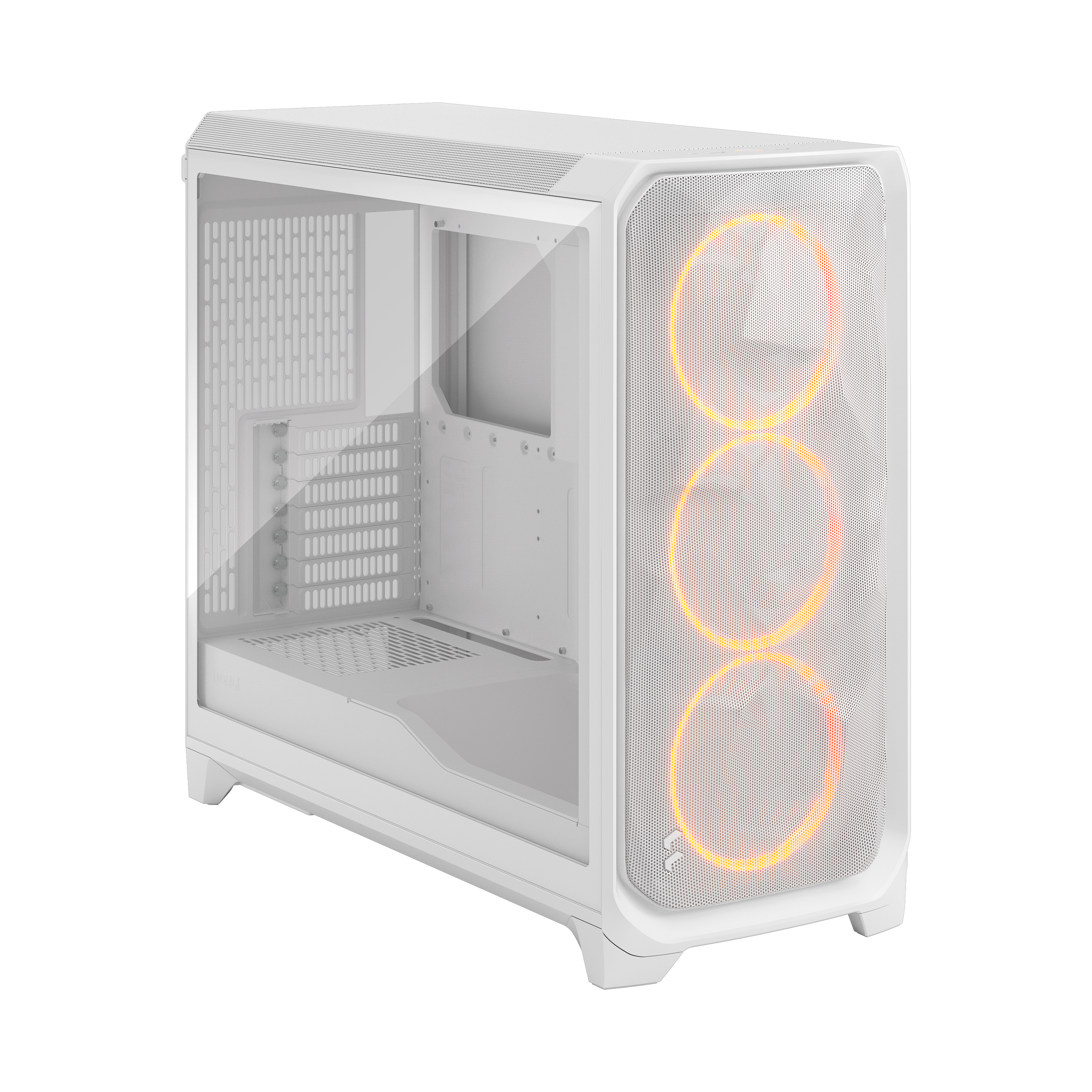 A large main feature product image of Fractal Design Meshify 3 XL RGB TG Full Tower Case (White)