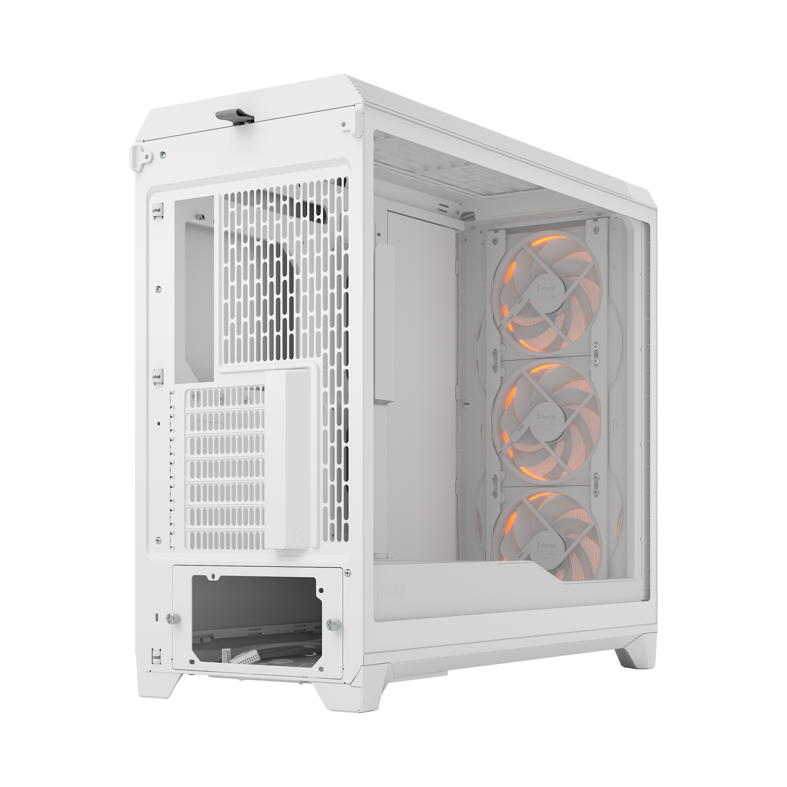 A large main feature product image of Fractal Design Meshify 3 XL RGB TG Full Tower Case (White)