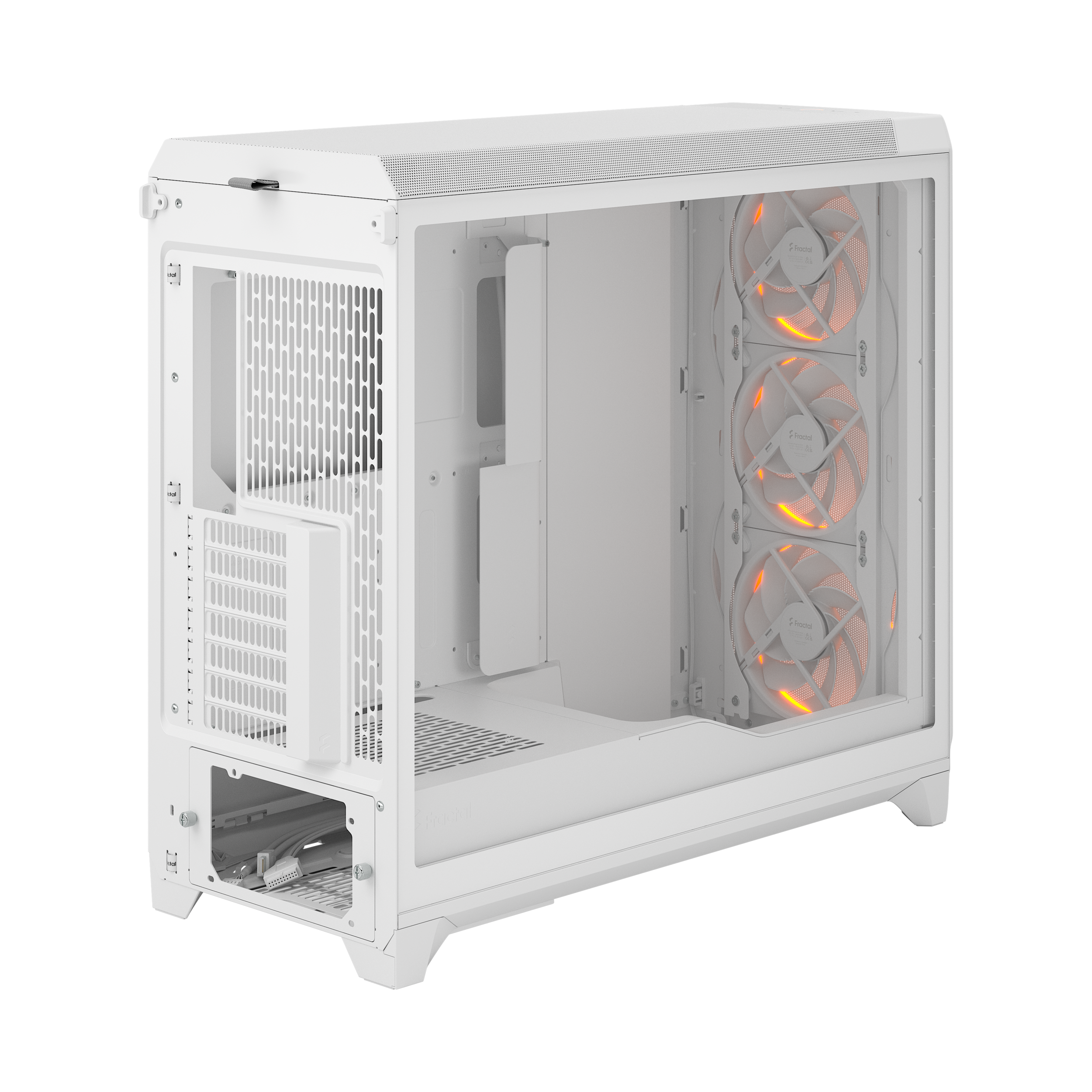 A large main feature product image of Fractal Design Meshify 3 XL RGB TG Full Tower Case (White)