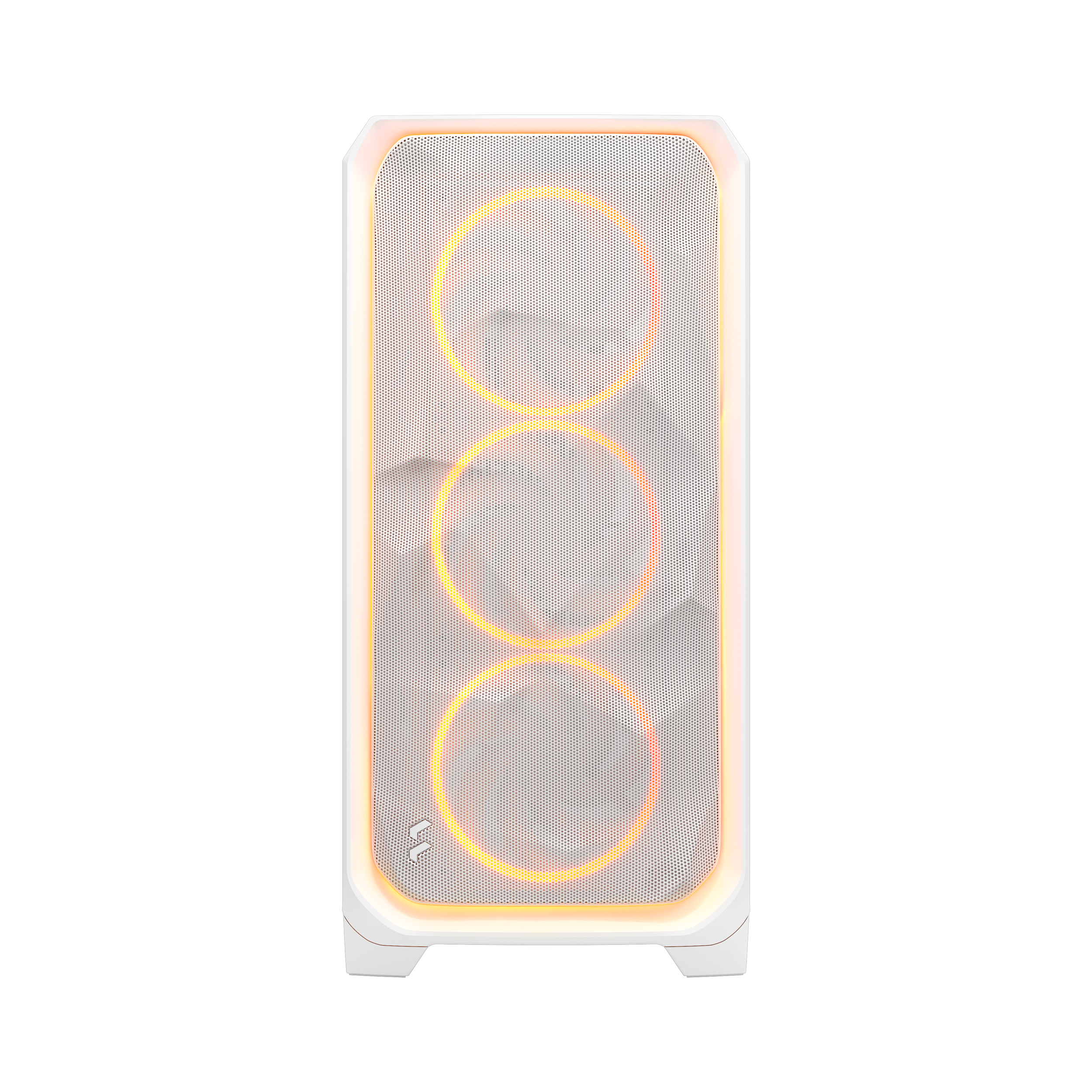 A large main feature product image of Fractal Design Meshify 3 XL Ambience Pro RGB TG Full Tower Case (White)