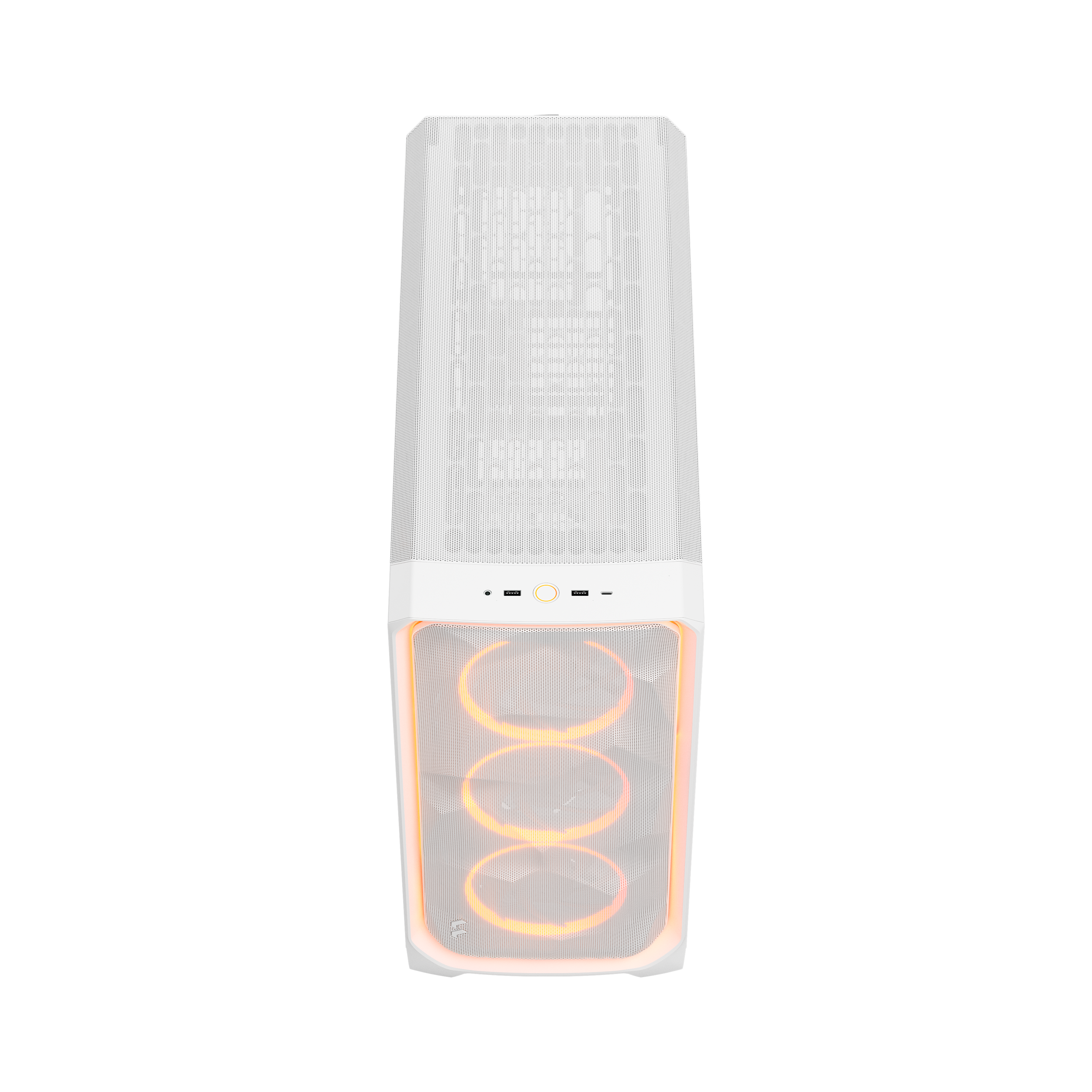 A large main feature product image of Fractal Design Meshify 3 XL Ambience Pro RGB TG Full Tower Case (White)