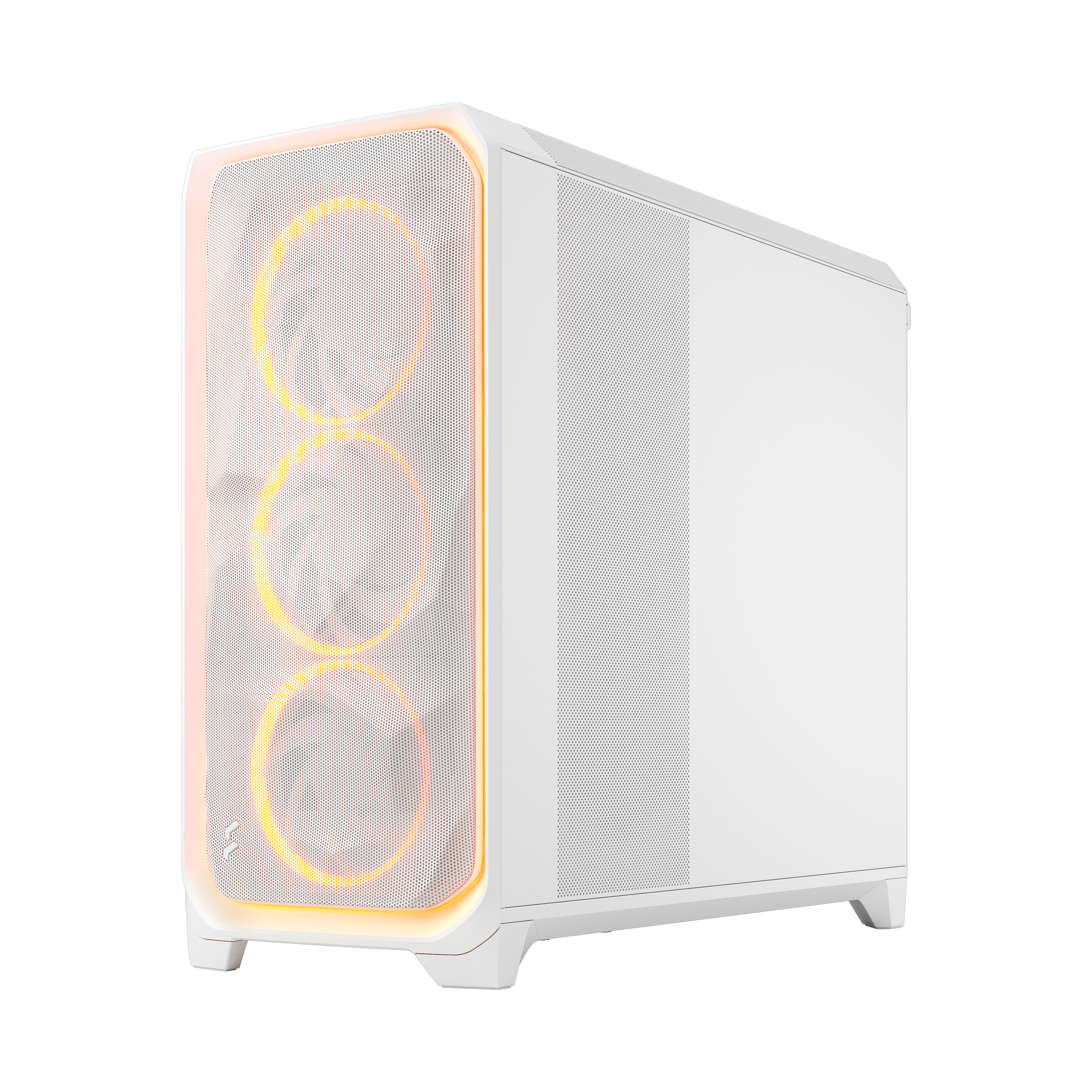 A large main feature product image of Fractal Design Meshify 3 XL Ambience Pro RGB TG Full Tower Case (White)