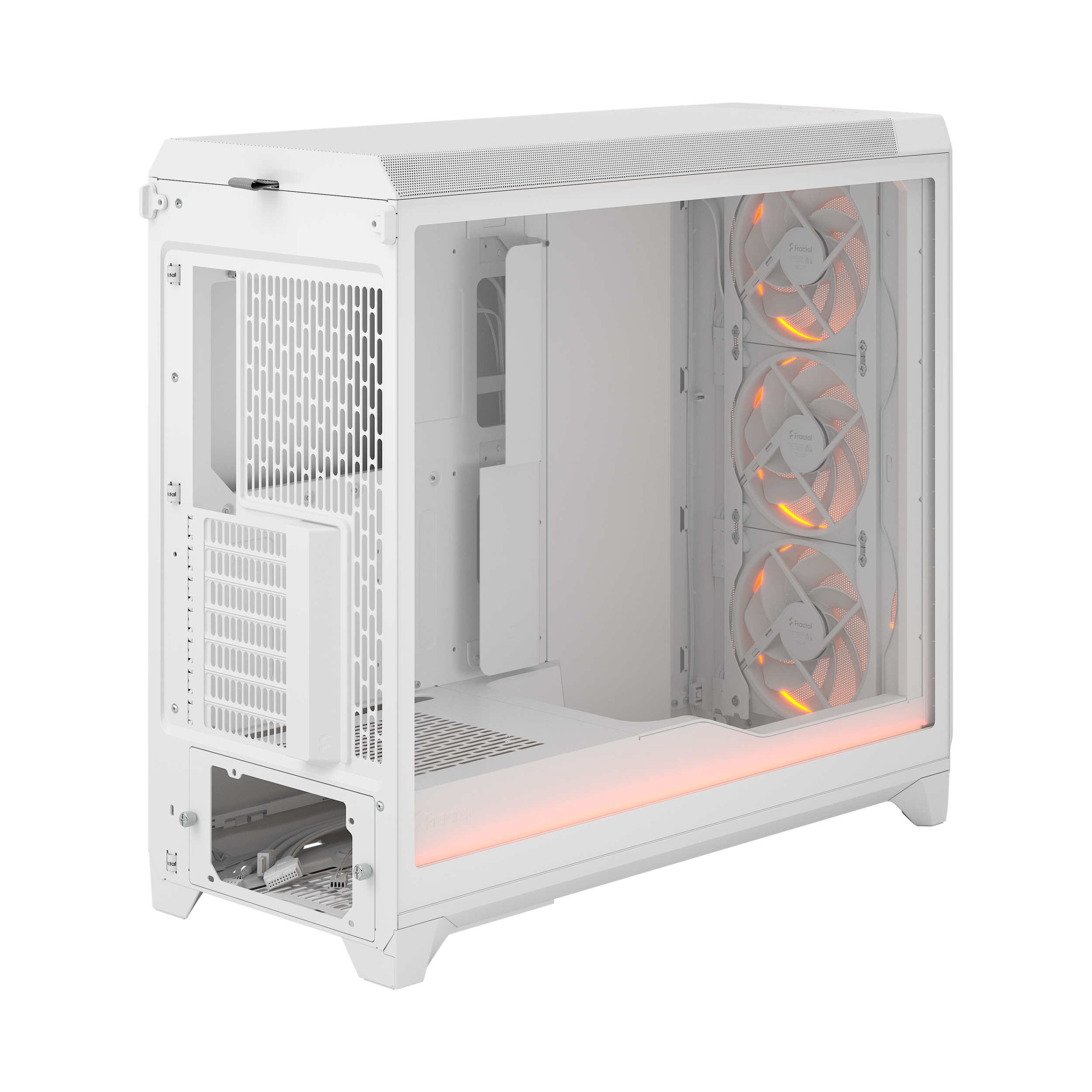 A large main feature product image of Fractal Design Meshify 3 XL Ambience Pro RGB TG Full Tower Case (White)