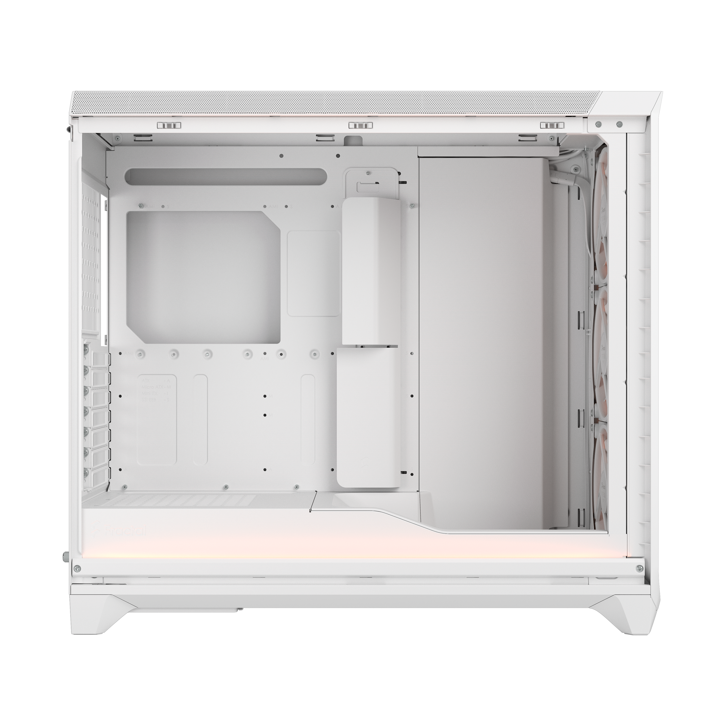 A large main feature product image of Fractal Design Meshify 3 XL Ambience Pro RGB TG Full Tower Case (White)