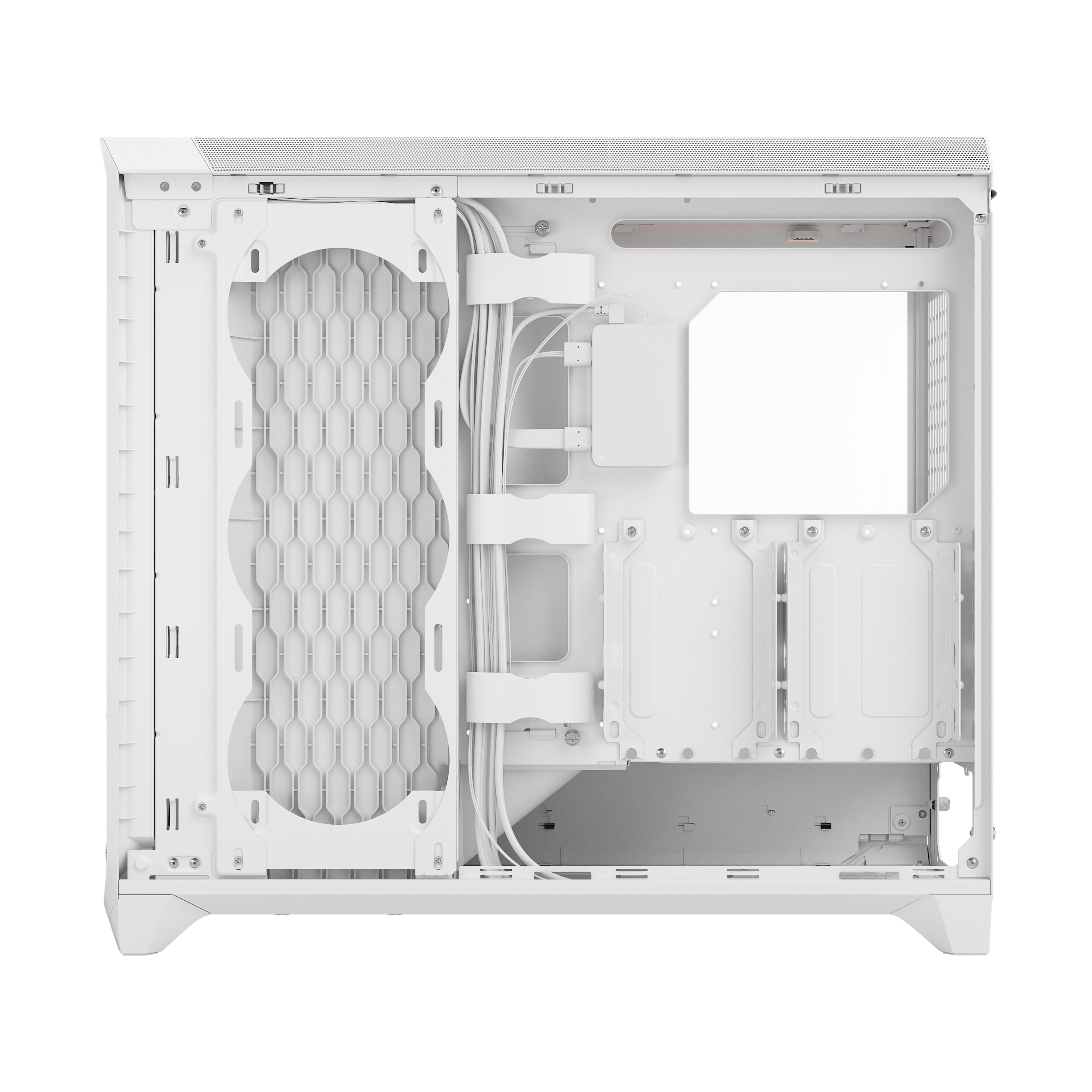 A large main feature product image of Fractal Design Meshify 3 XL Ambience Pro RGB TG Full Tower Case (White)