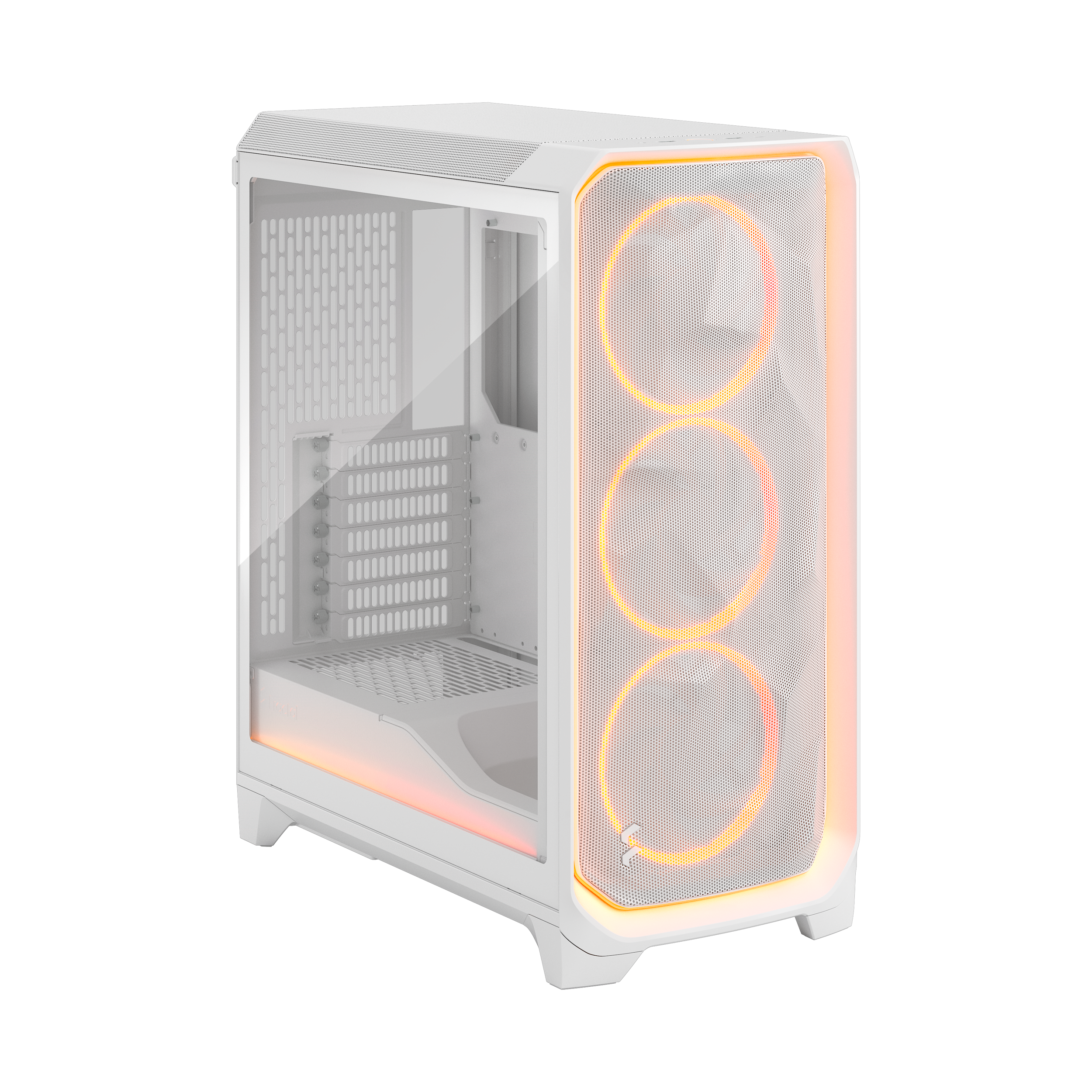 A large main feature product image of Fractal Design Meshify 3 Ambience Pro RGB TG Mid Tower Case (White)