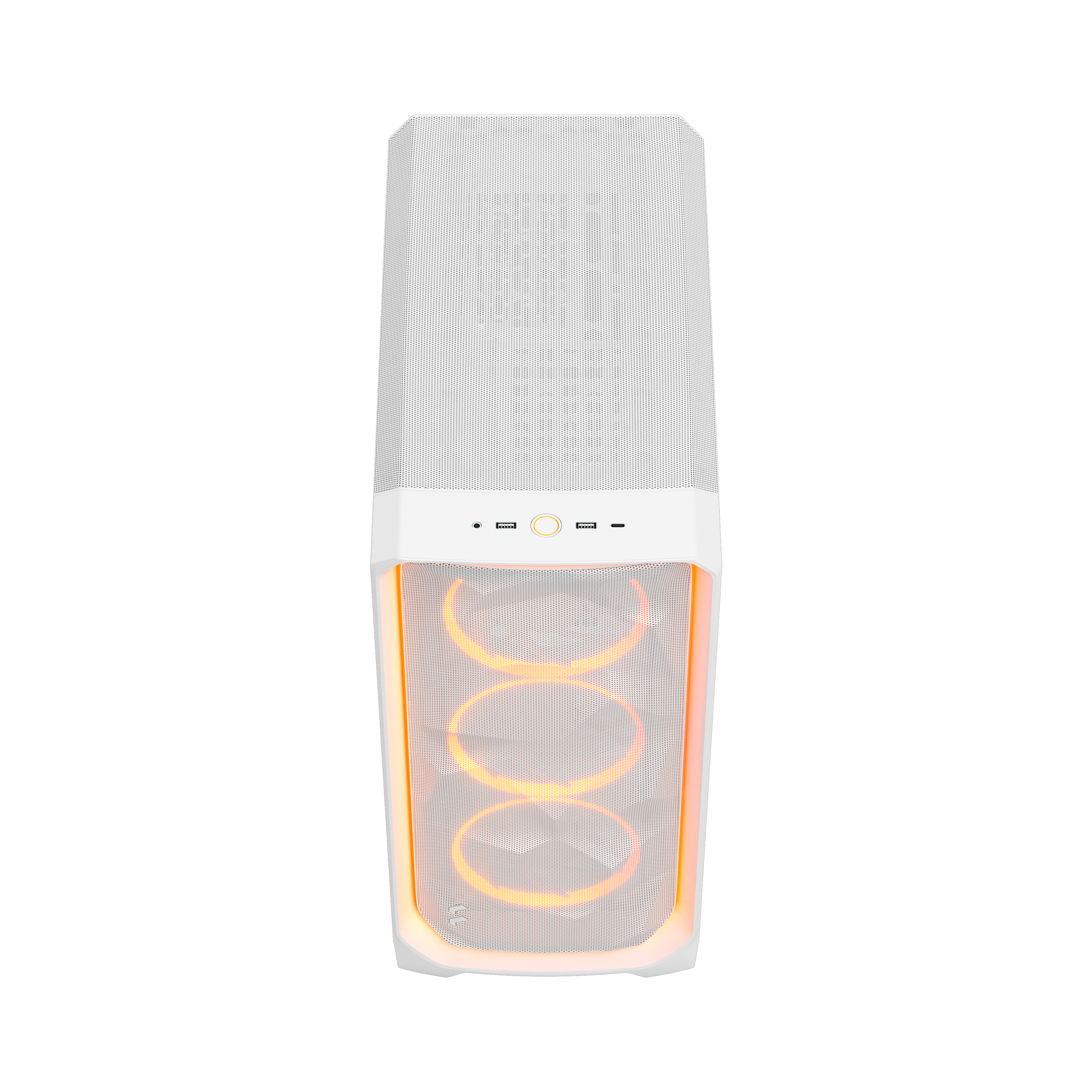 A large main feature product image of Fractal Design Meshify 3 Ambience Pro RGB TG Mid Tower Case (White)