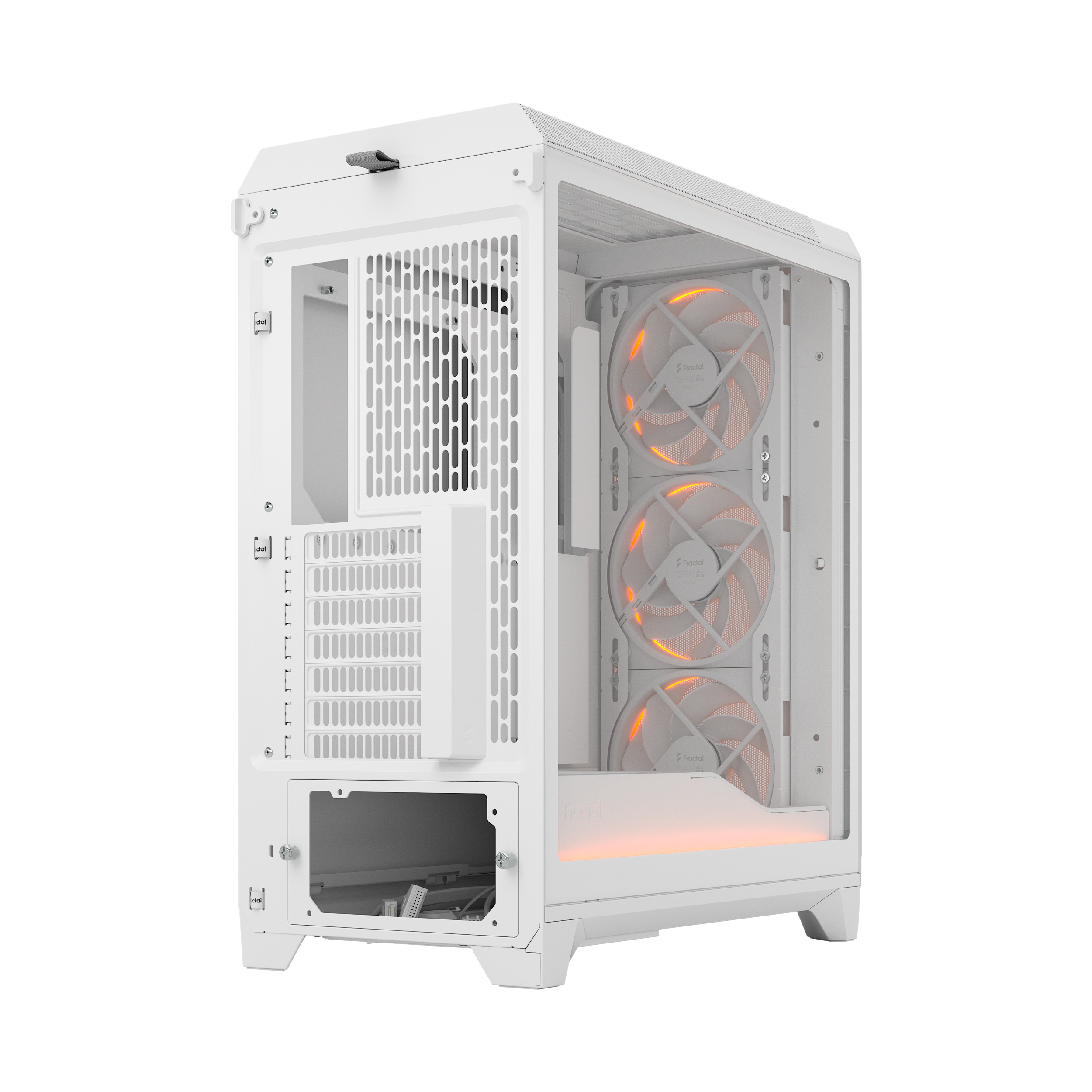 A large main feature product image of Fractal Design Meshify 3 Ambience Pro RGB TG Mid Tower Case (White)